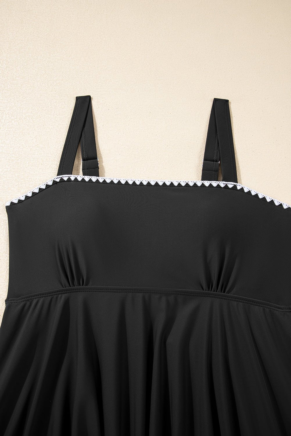 Solid Ricrac Trim Flared Tankini Top Set - Rooted & Reckless Co.