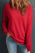 Solid Round Neck Raglan Sleeve Sweatshirt - Rooted & Reckless Co.