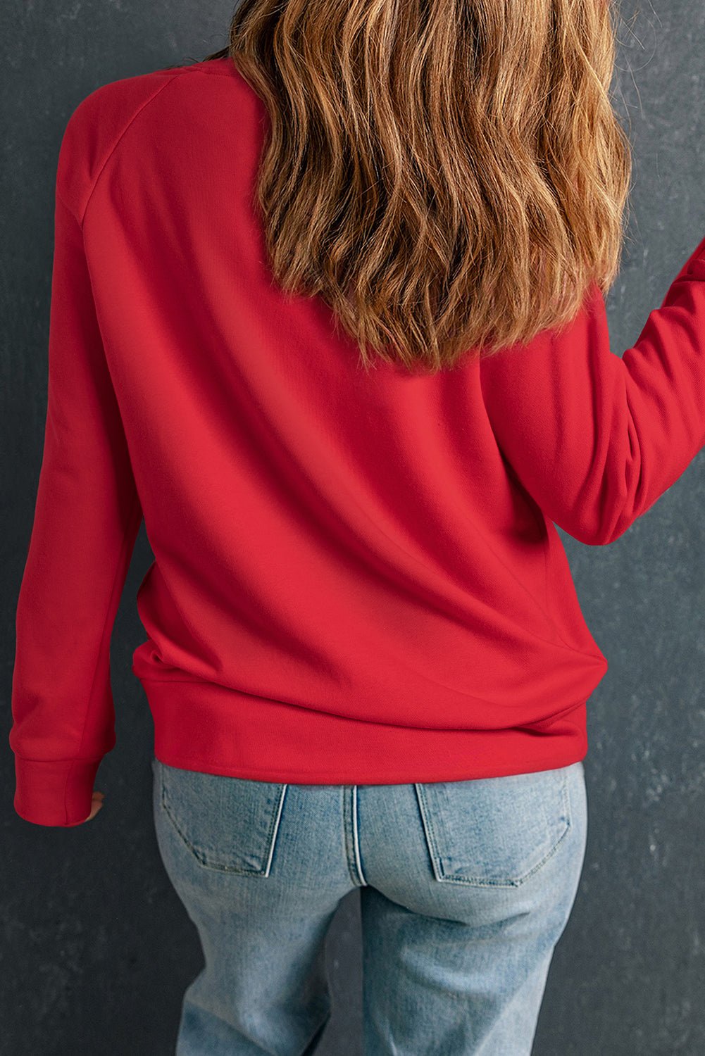 Solid Round Neck Raglan Sleeve Sweatshirt - Rooted & Reckless Co.
