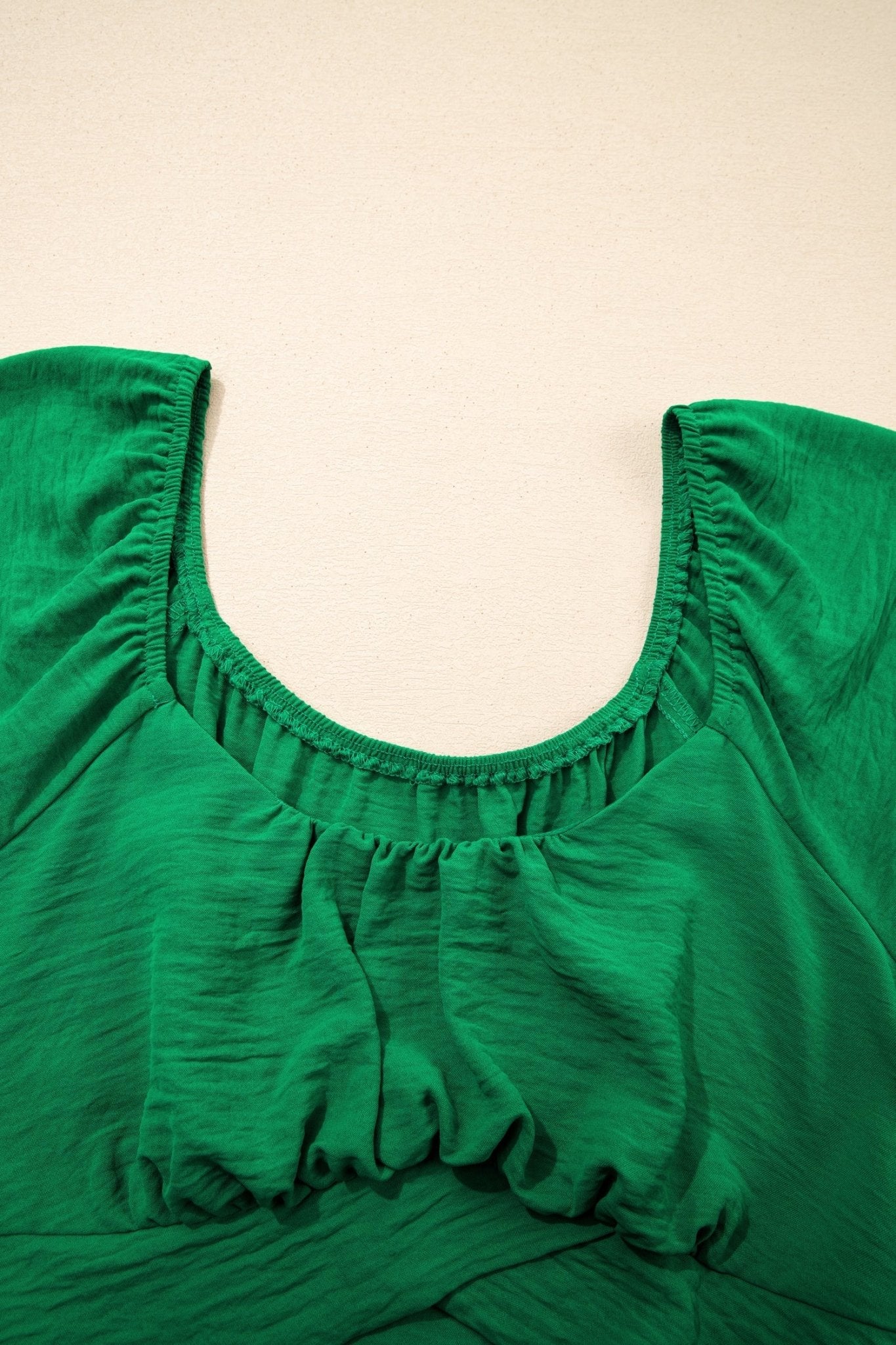 Solid Ruched Cross Waist Tied Back Peplum Top - Rooted & Reckless Co.