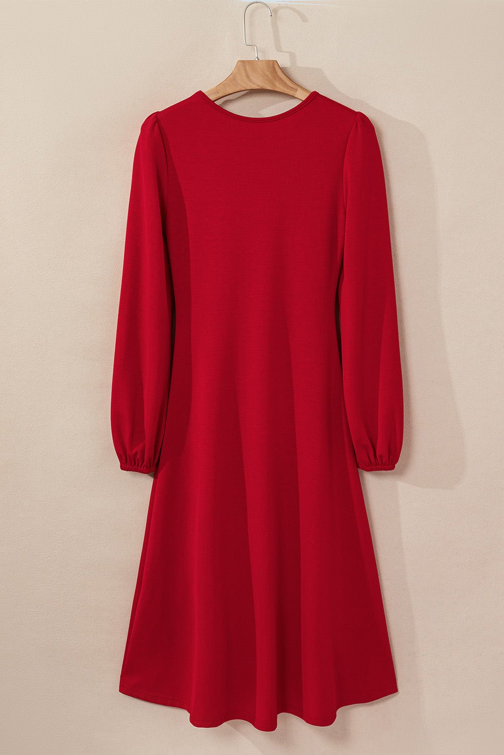 Solid Ruched Long Sleeve Midi Dress - Rooted & Reckless Co.