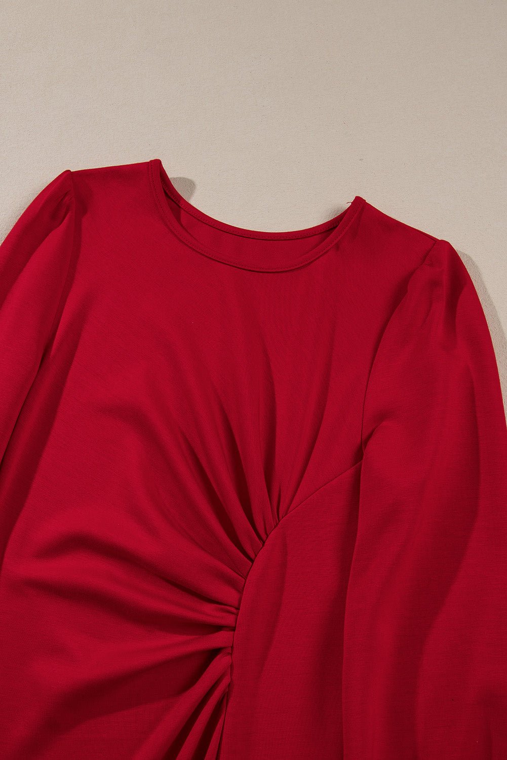 Solid Ruched Long Sleeve Midi Dress - Rooted & Reckless Co.