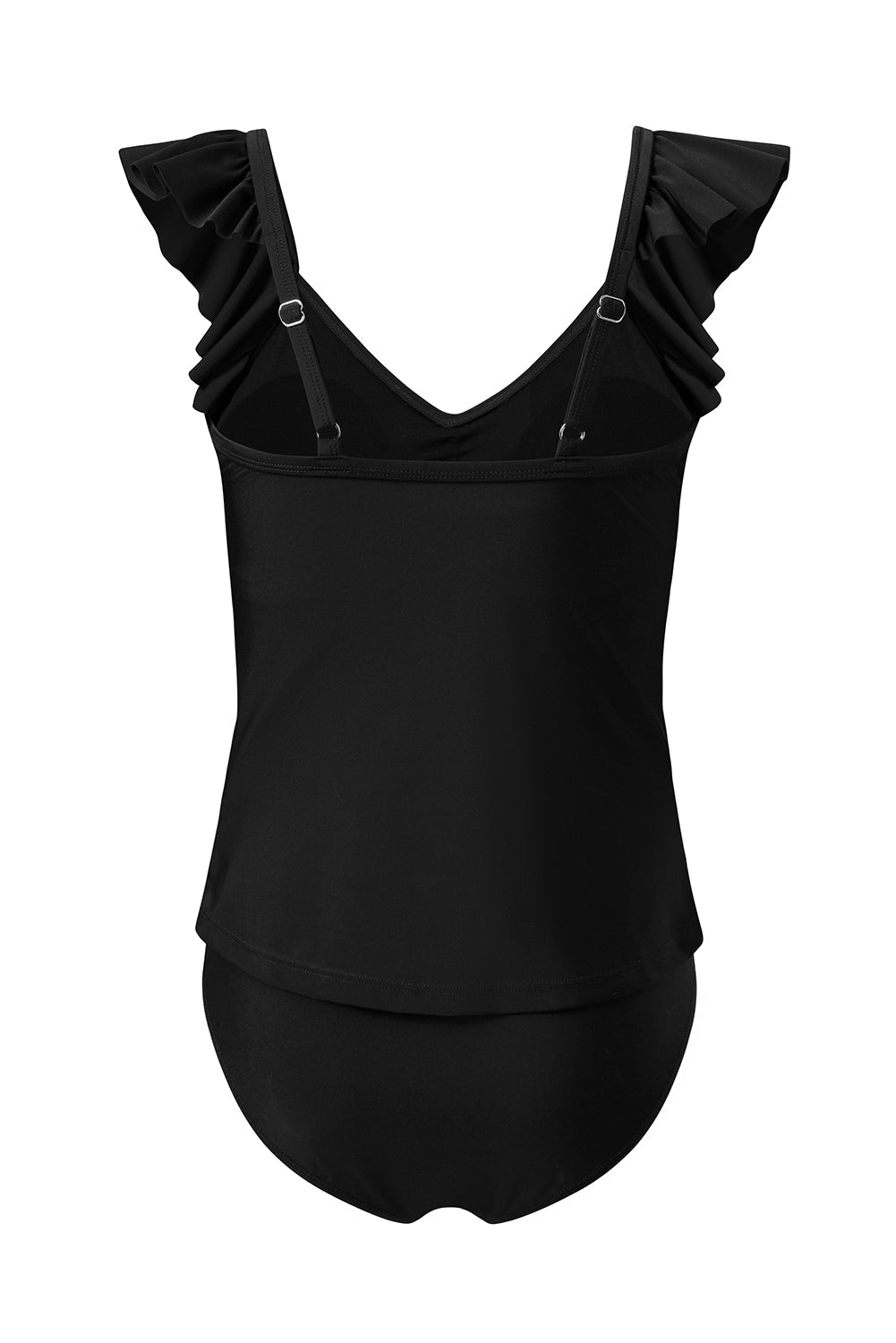 Solid Ruffle Crossed Cutout Tankini Set - Rooted & Reckless Co.