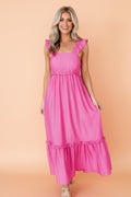 Solid Ruffle High Waist Sleeveless Maxi Dress - Rooted & Reckless Co.