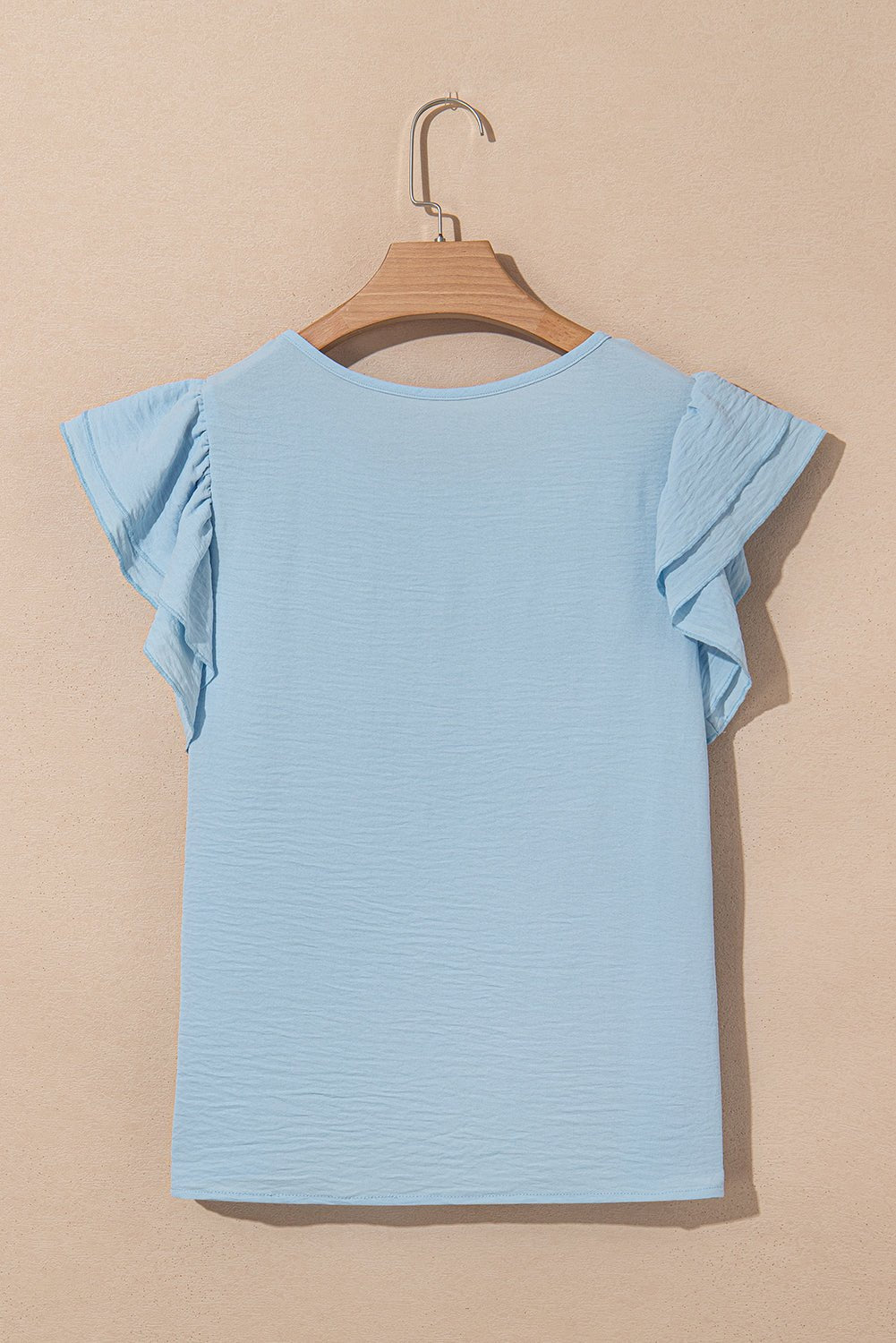 Solid Ruffle Short Sleeve Blouse - Rooted & Reckless Co.