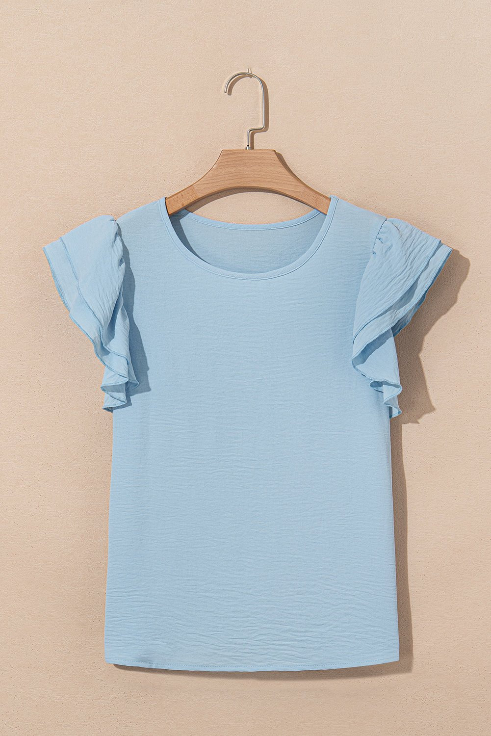 Solid Ruffle Short Sleeve Blouse - Rooted & Reckless Co.
