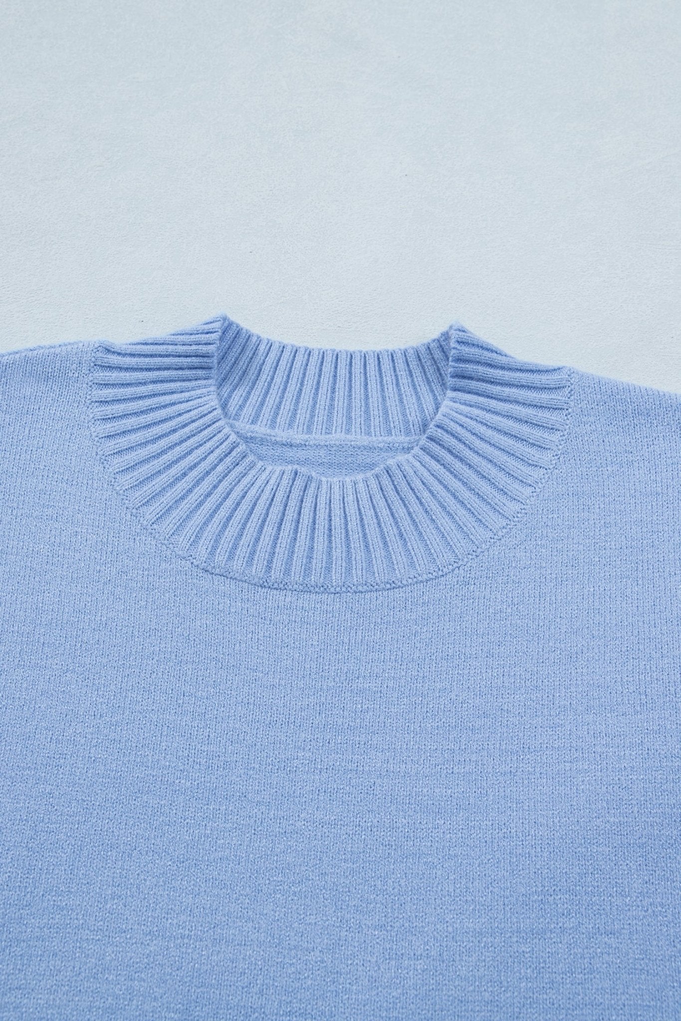 Solid Ruffle Sleeve Round Neck Ribbed Sweater - Rooted & Reckless Co.