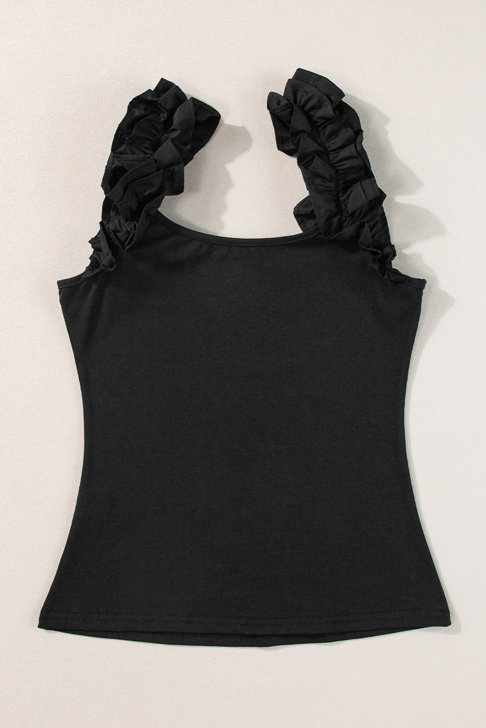Solid Ruffle Straps Scoop Neck Tank Top - Rooted & Reckless Co.