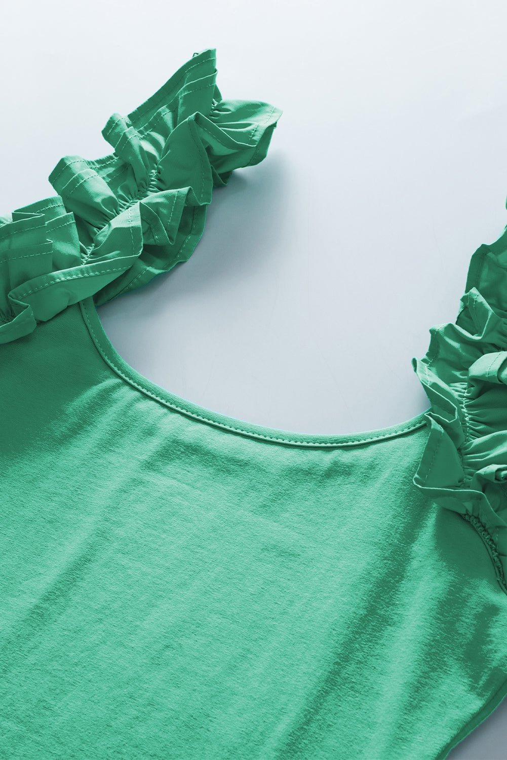Solid Ruffle Straps Scoop Neck Tank Top - Rooted & Reckless Co.
