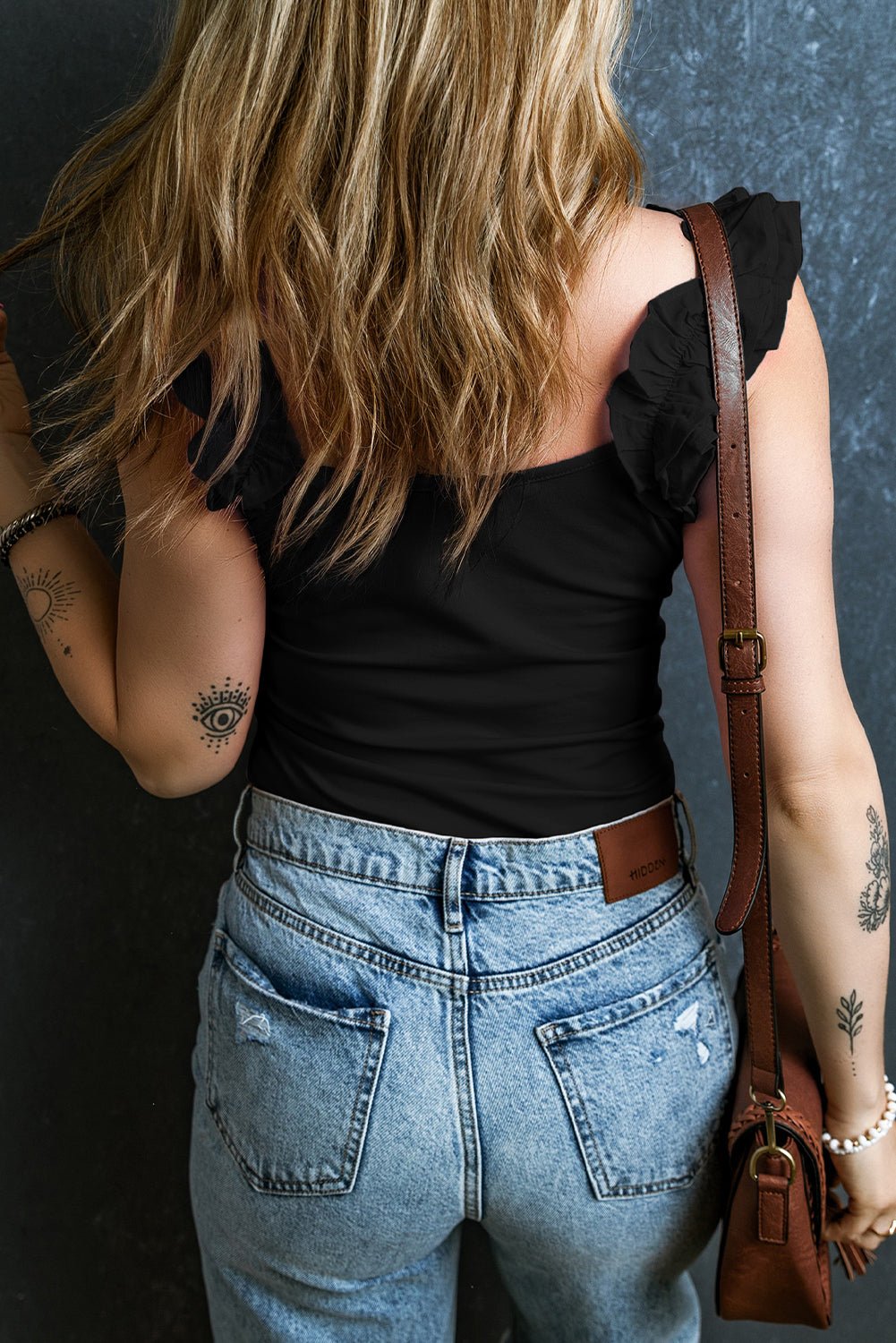 Solid Ruffle Straps Scoop Neck Tank Top - Rooted & Reckless Co.