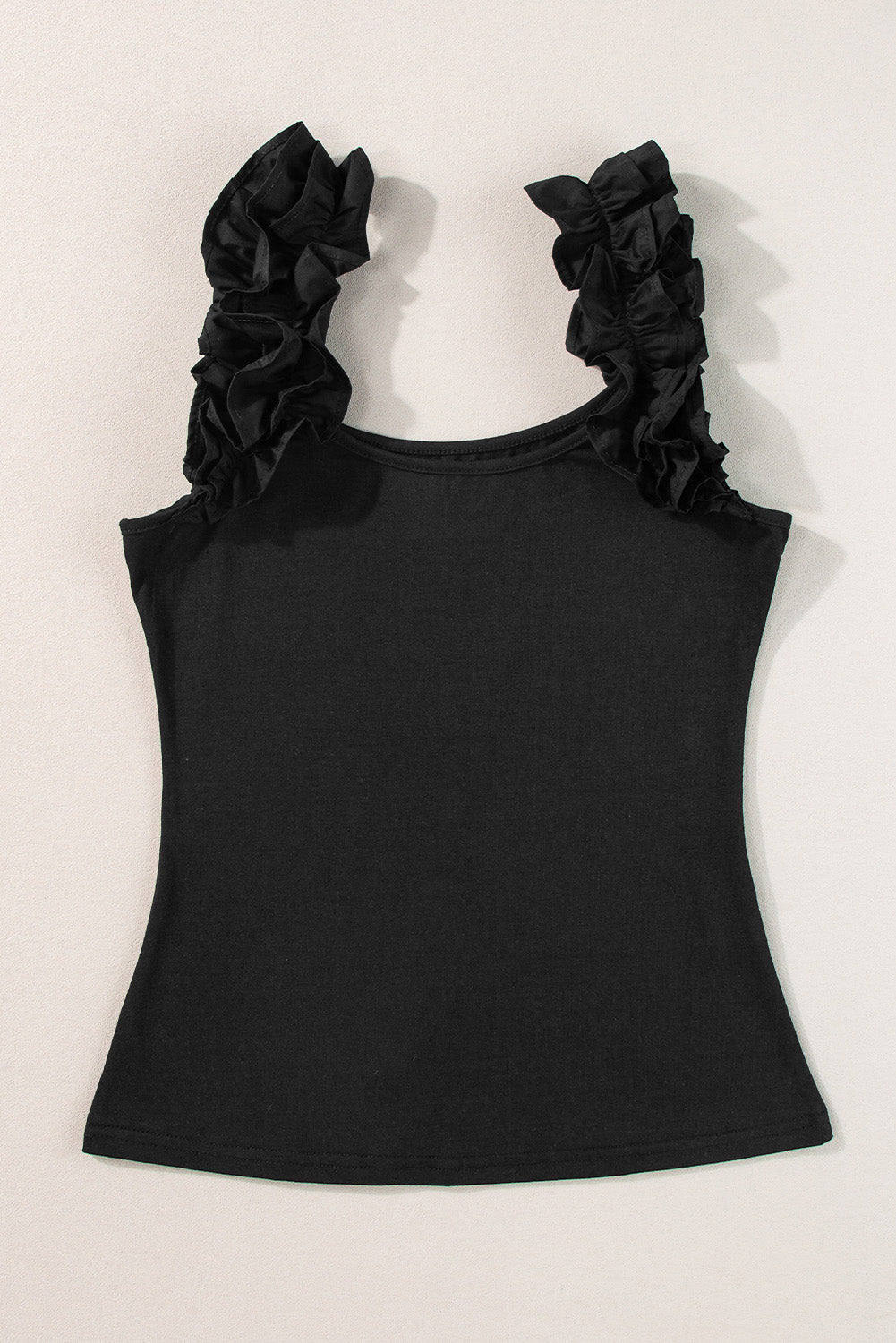 Solid Ruffle Straps Scoop Neck Tank Top - Rooted & Reckless Co.