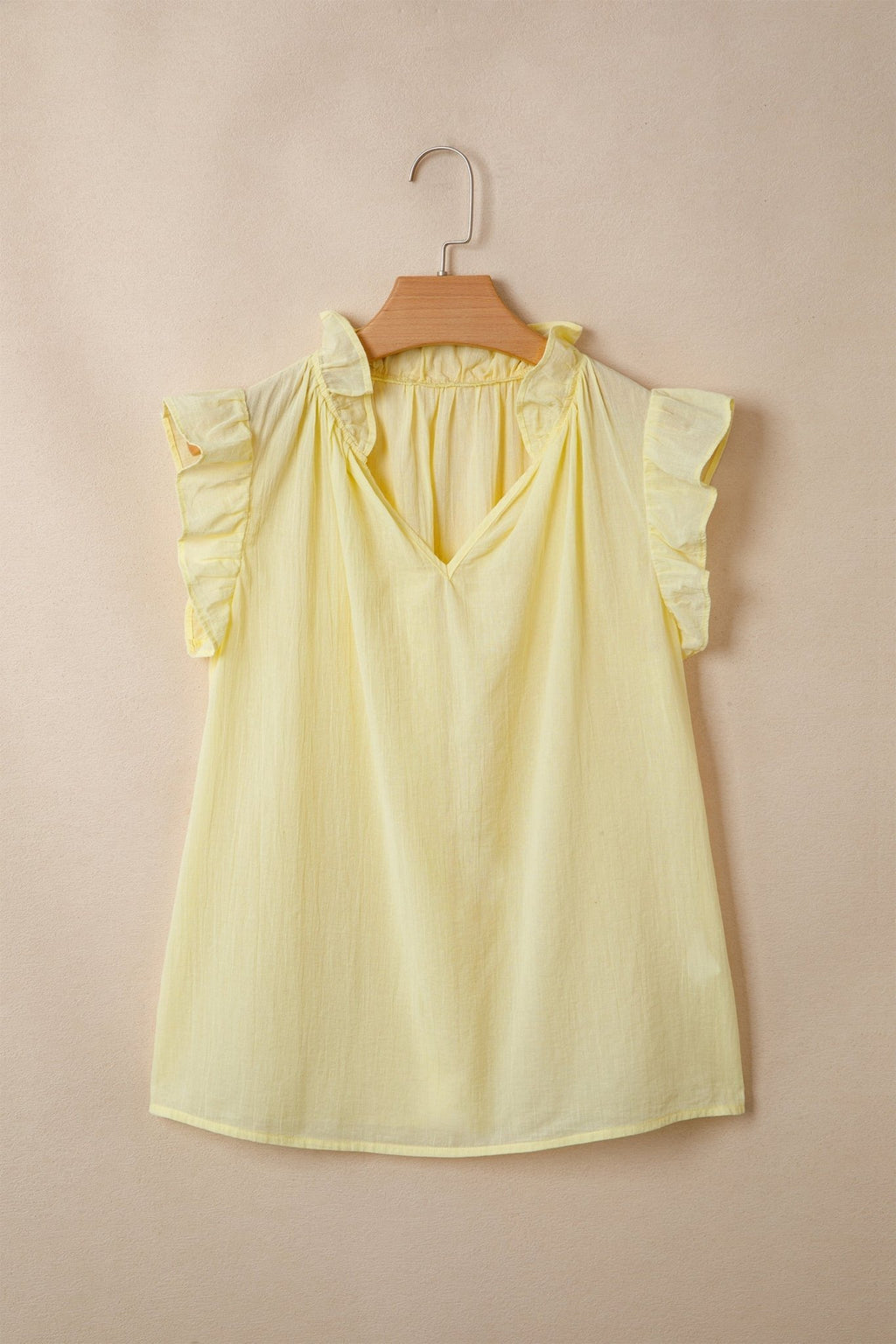 Solid Ruffle Trim V-Neck Sleeveless Top - Rooted & Reckless Co.