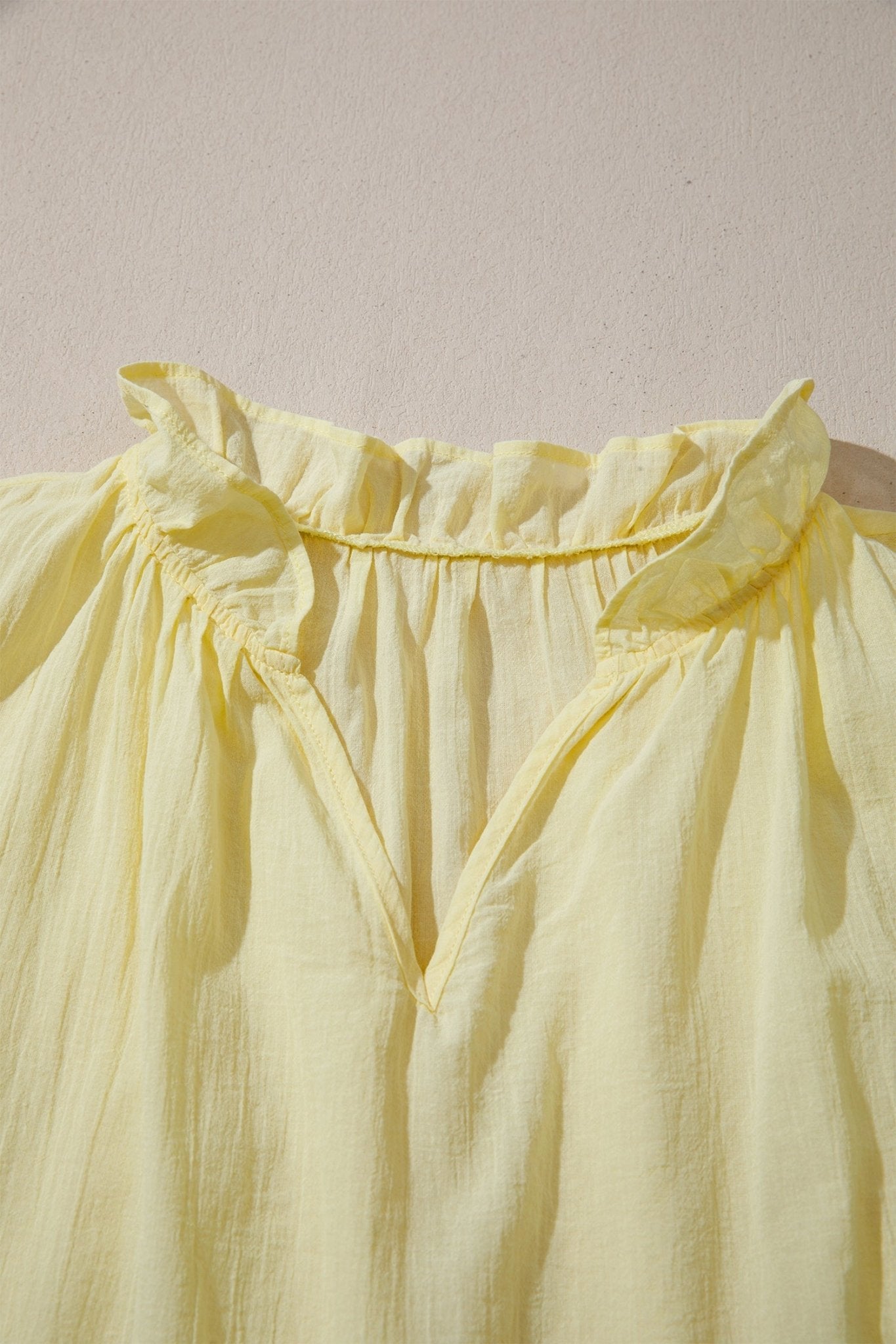 Solid Ruffle Trim V-Neck Sleeveless Top - Rooted & Reckless Co.
