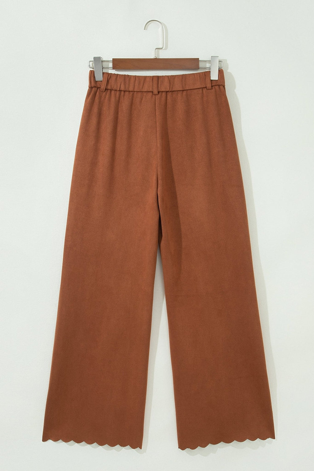 Solid Scalloped Edge Pocketed High Waist Pants - Rooted & Reckless Co.