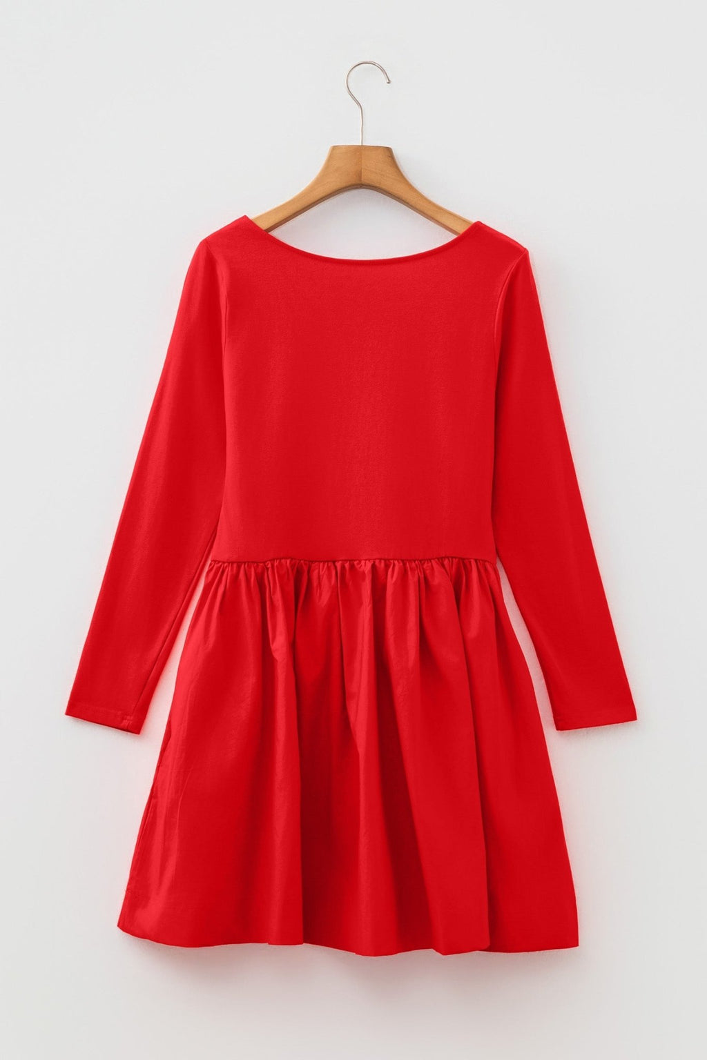 Solid Scoop Neck Long Sleeve Mini Dress - Rooted & Reckless Co.