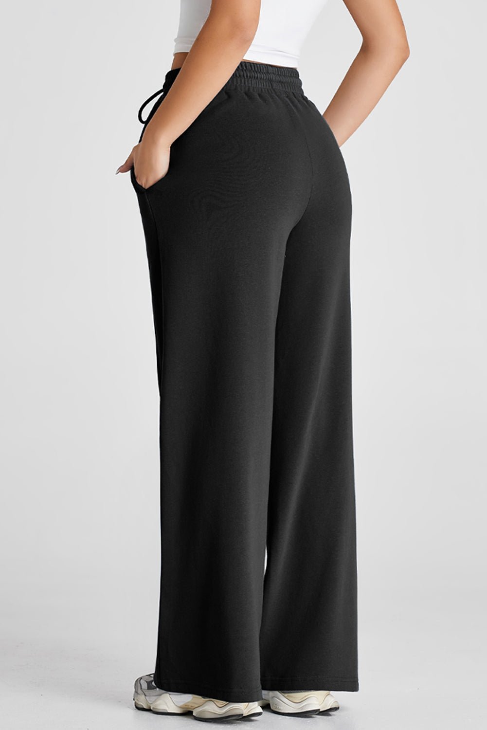 Solid Seam Drawstring Wide Leg Sweatpants - Rooted & Reckless Co.
