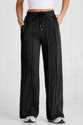 Solid Seam Drawstring Wide Leg Sweatpants - Rooted & Reckless Co.