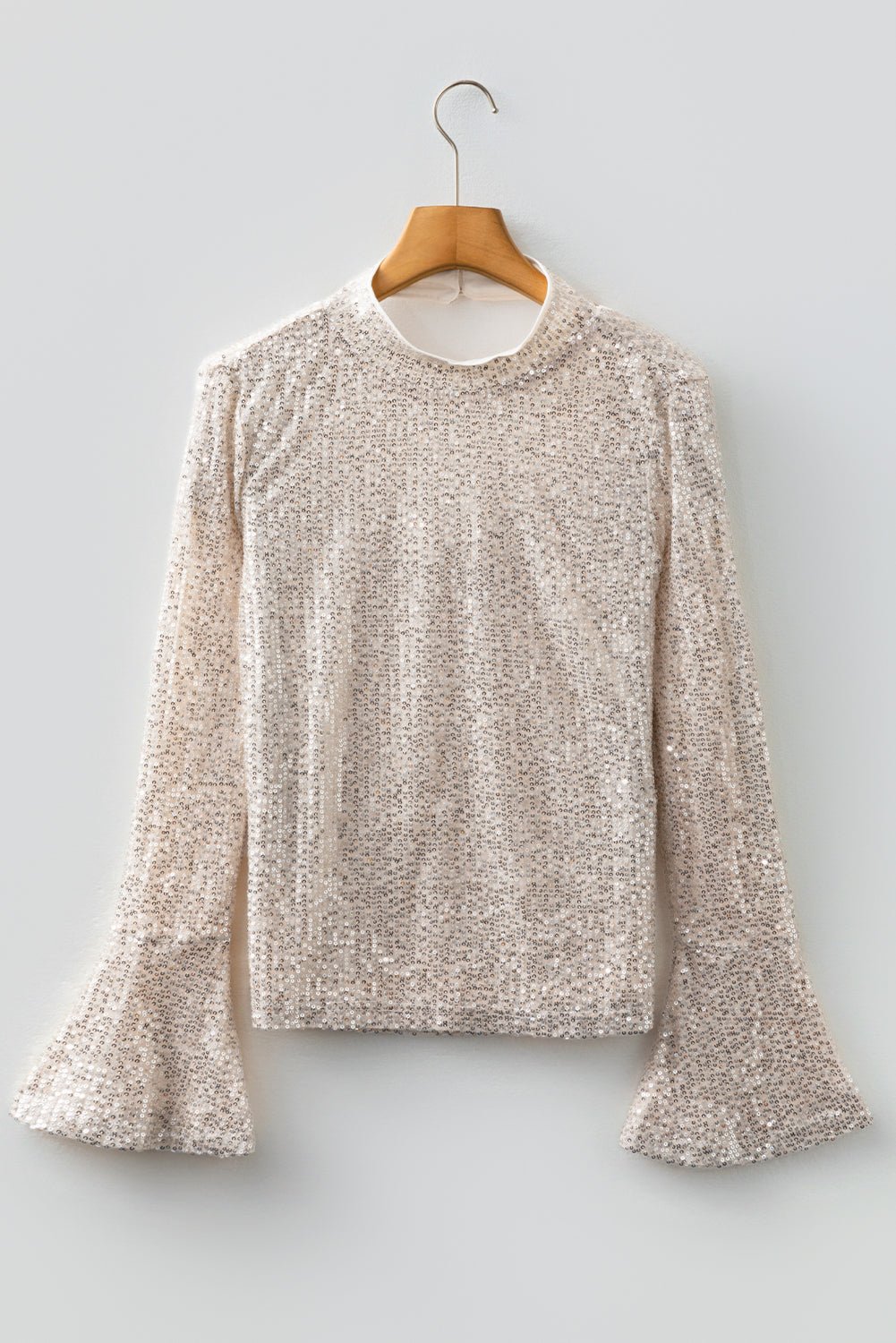 Solid Sequin Backless Bell Sleeve Top - Rooted & Reckless Co.