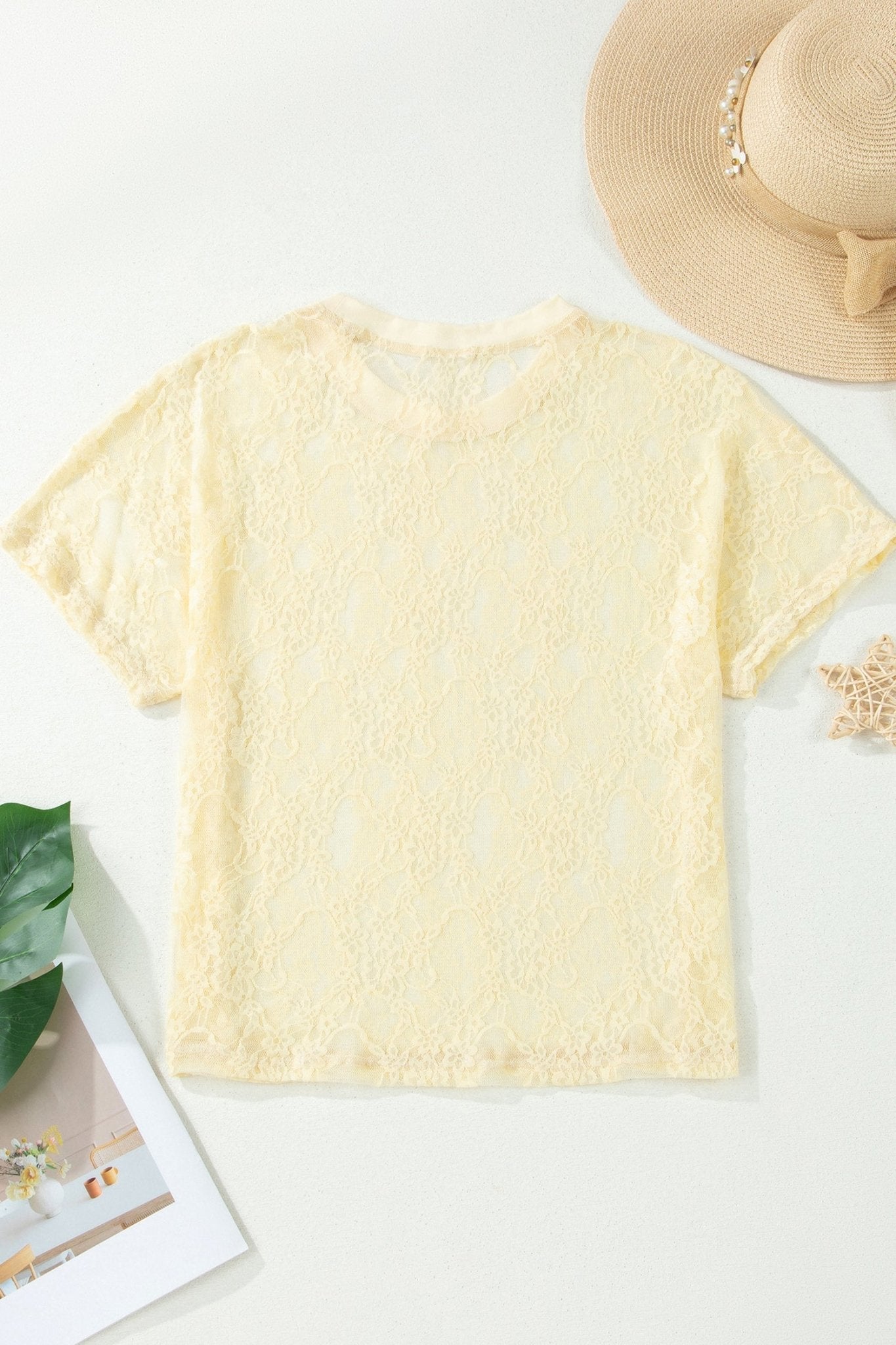 Solid Sheer Lace Short Sleeve Boxy Tee - Rooted & Reckless Co.