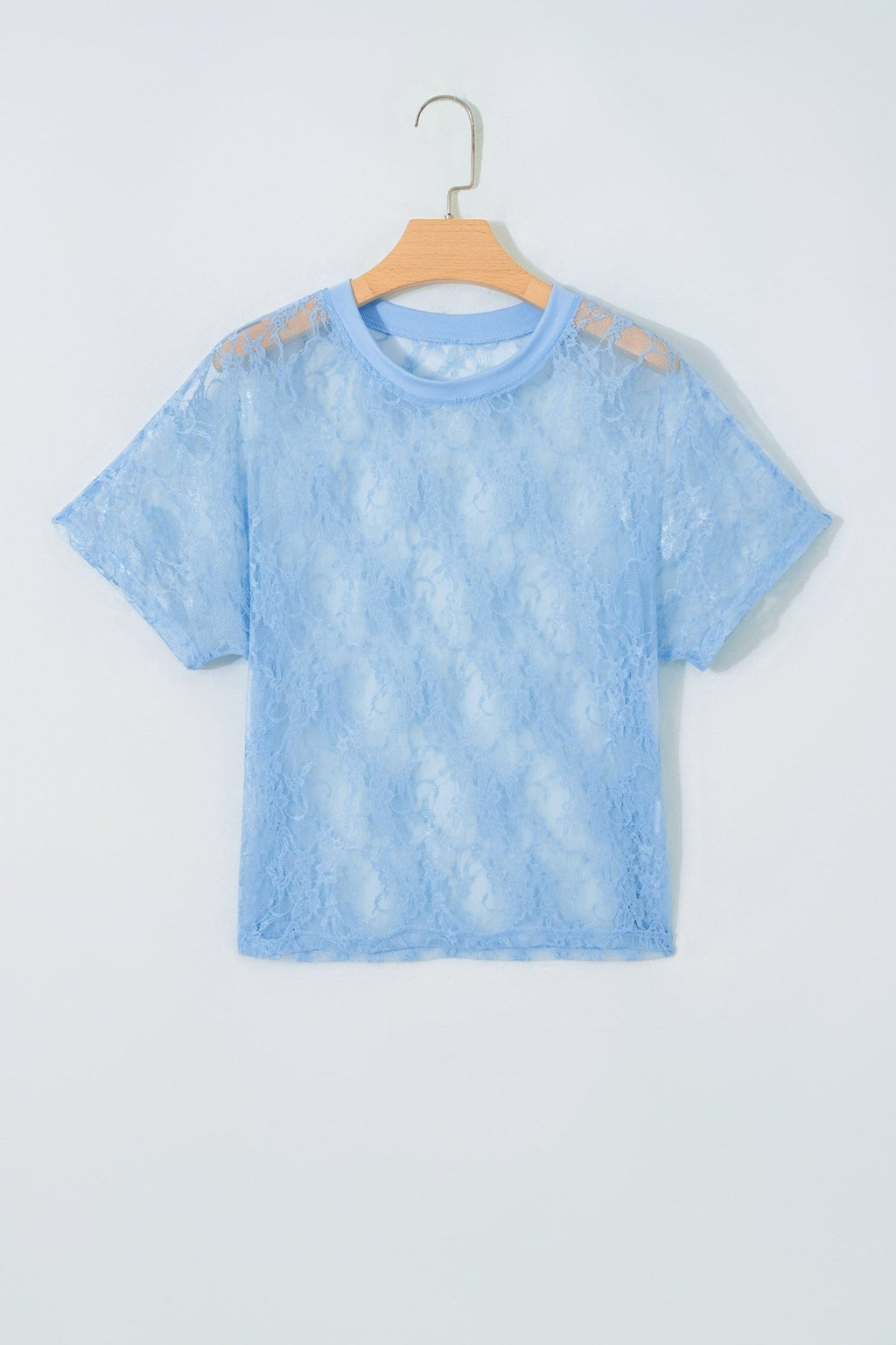 Solid Sheer Lace Short Sleeve Boxy Tee - Rooted & Reckless Co.