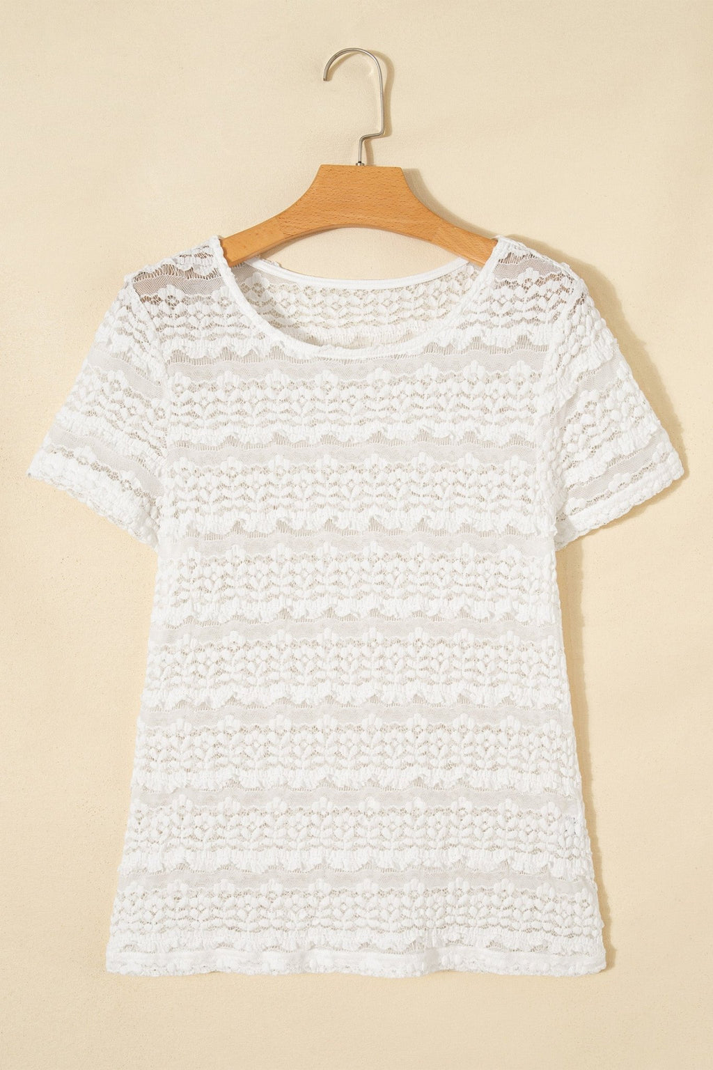 Solid Sheer Lace Short Sleeve Top - Rooted & Reckless Co.