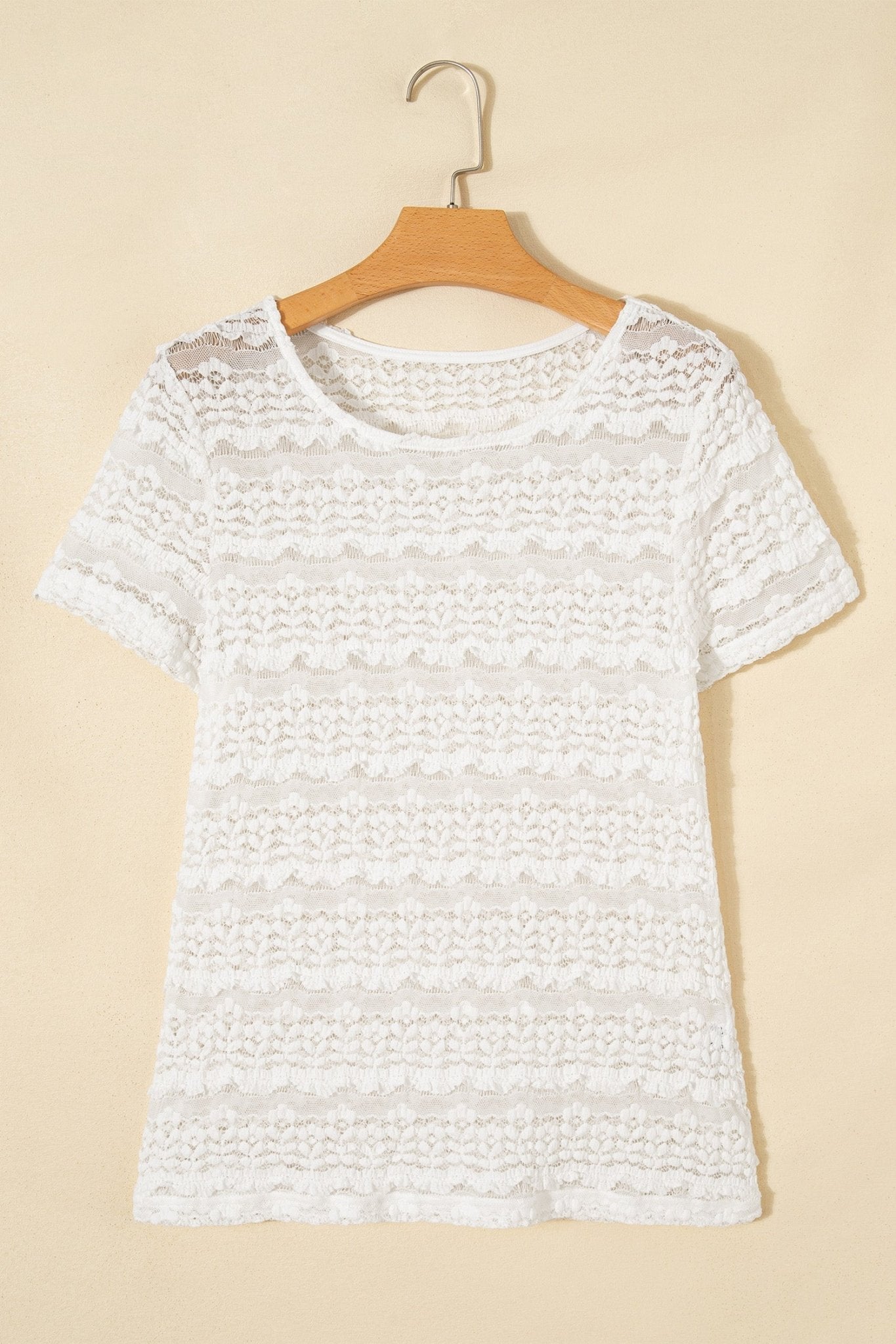 Solid Sheer Lace Short Sleeve Top - Rooted & Reckless Co.