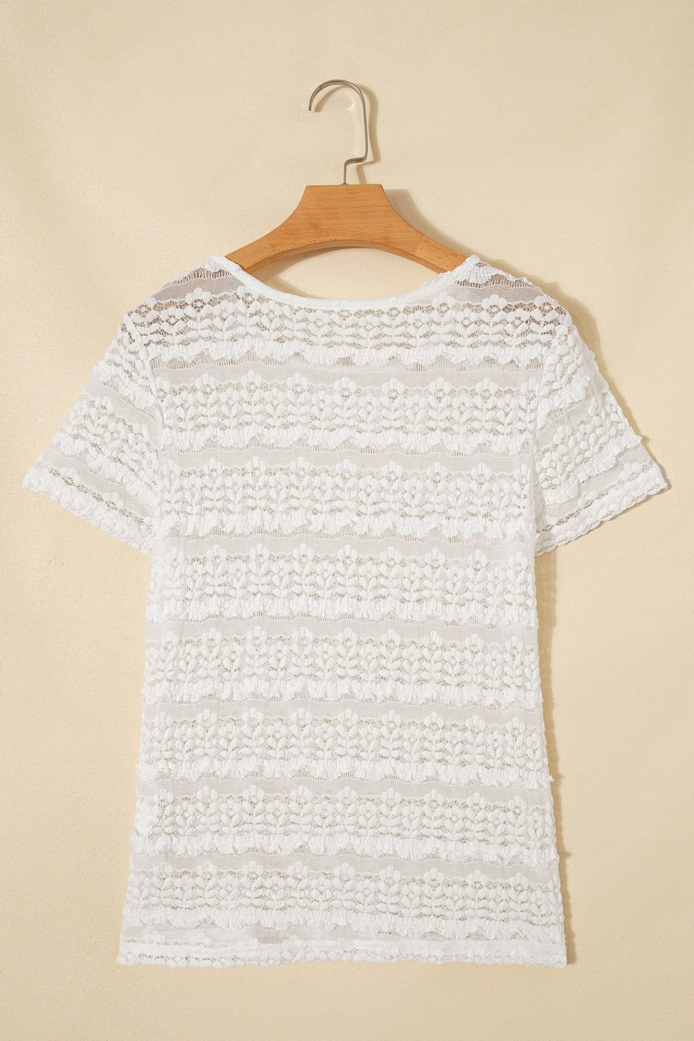 Solid Sheer Lace Short Sleeve Top - Rooted & Reckless Co.