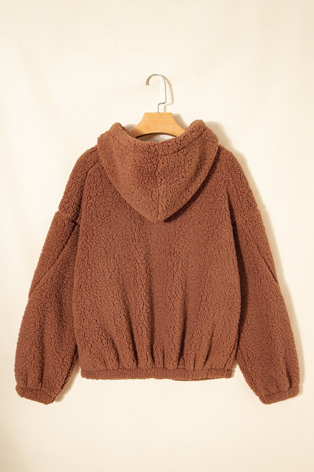 Solid Sherpa Fleece Zip Up Hooded Jacket - Rooted & Reckless Co.