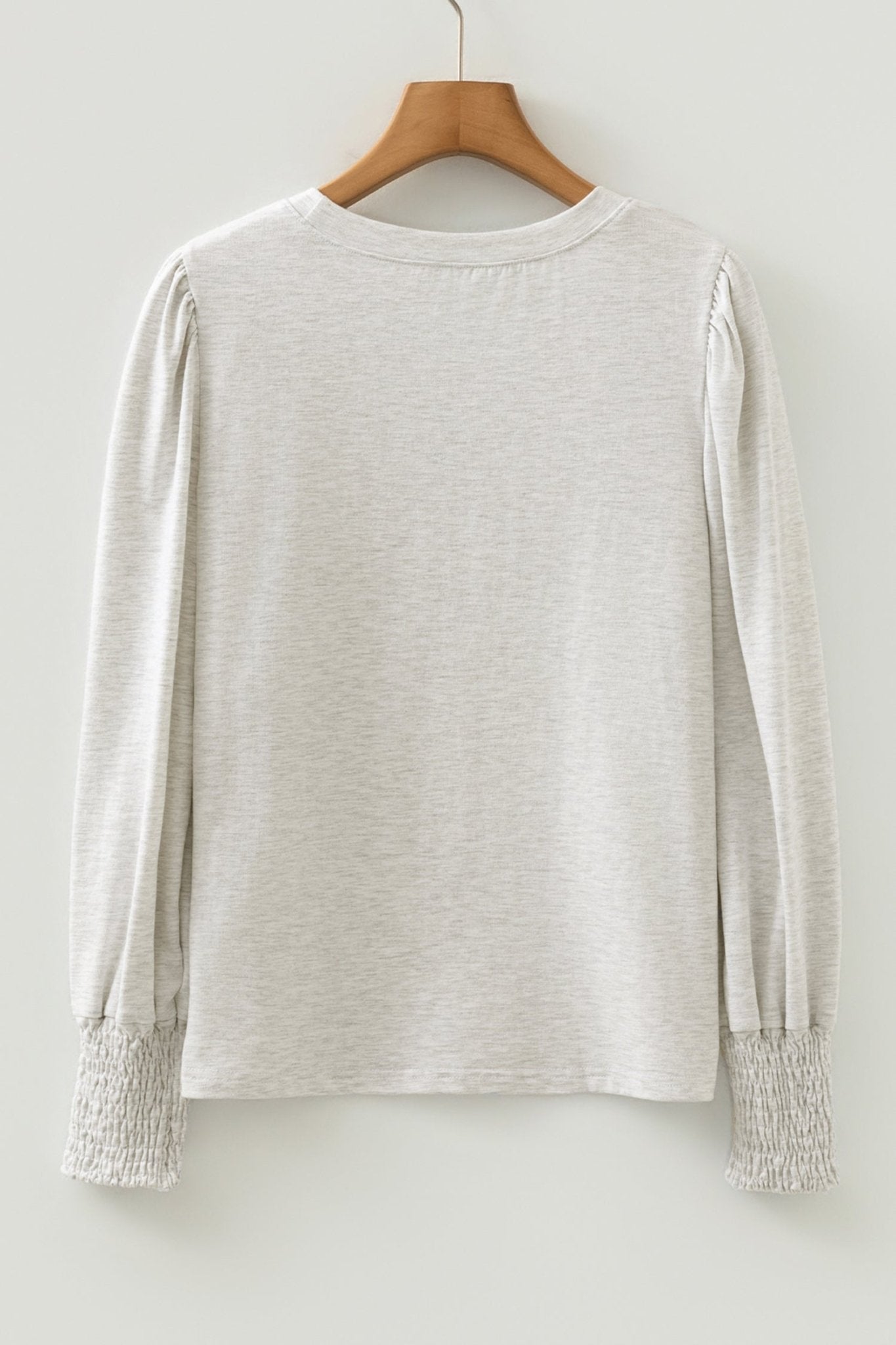 Solid Shirred Peasant Long Puff Sleeve Top - Rooted & Reckless Co.