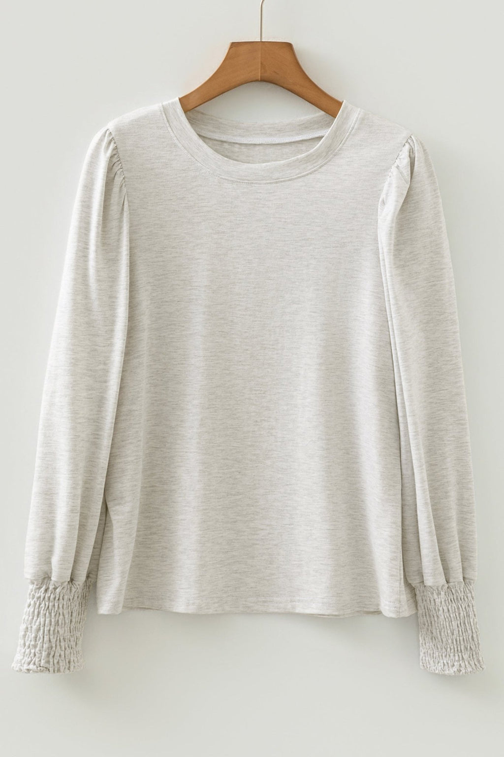 Solid Shirred Peasant Long Puff Sleeve Top - Rooted & Reckless Co.