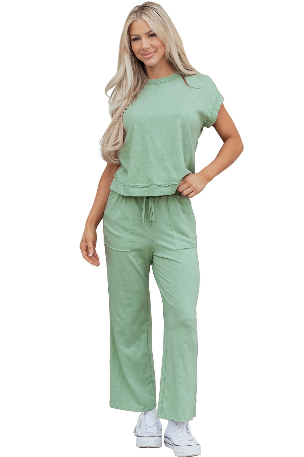 Solid Short Sleeve Tee and Drawstring Pants Set - Rooted & Reckless Co.
