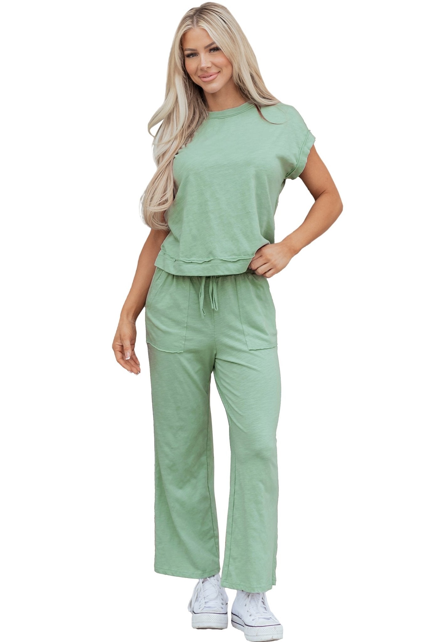 Solid Short Sleeve Tee and Drawstring Pants Set - Rooted & Reckless Co.