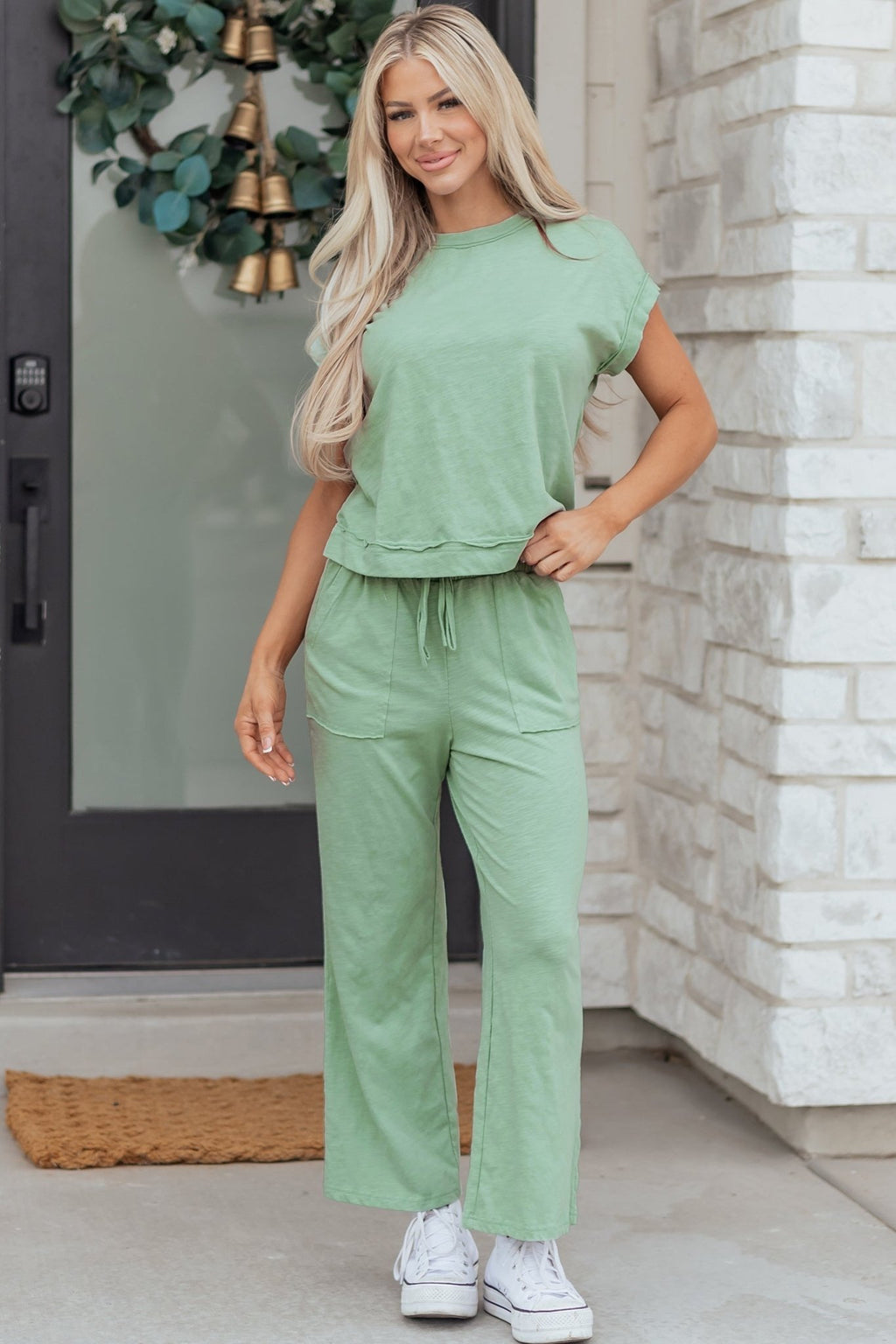 Solid Short Sleeve Tee and Drawstring Pants Set - Rooted & Reckless Co.