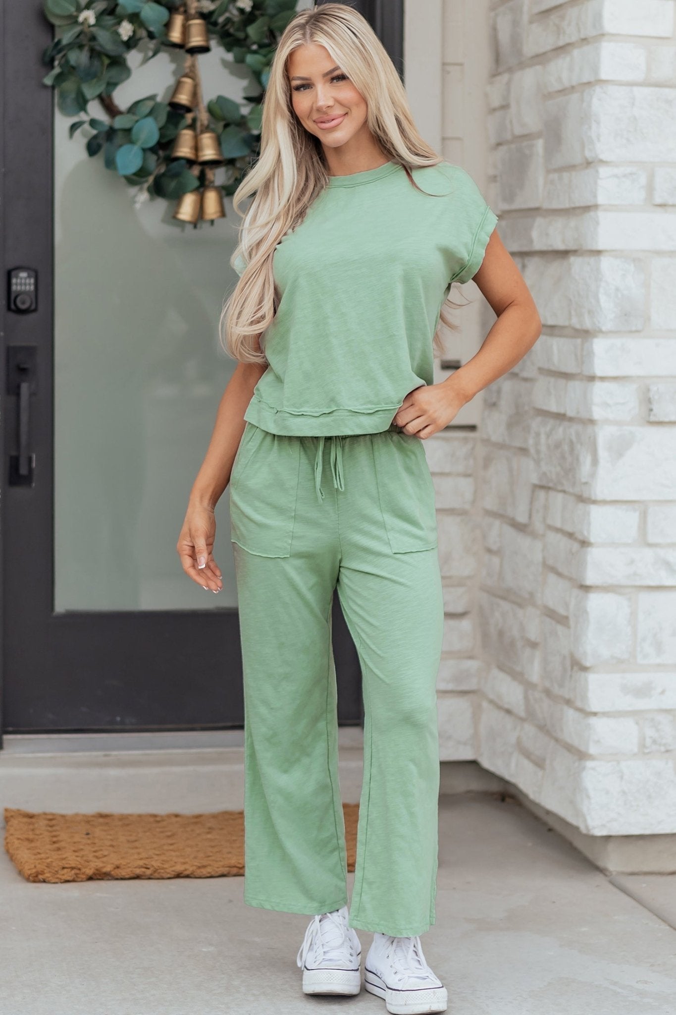 Solid Short Sleeve Tee and Drawstring Pants Set - Rooted & Reckless Co.