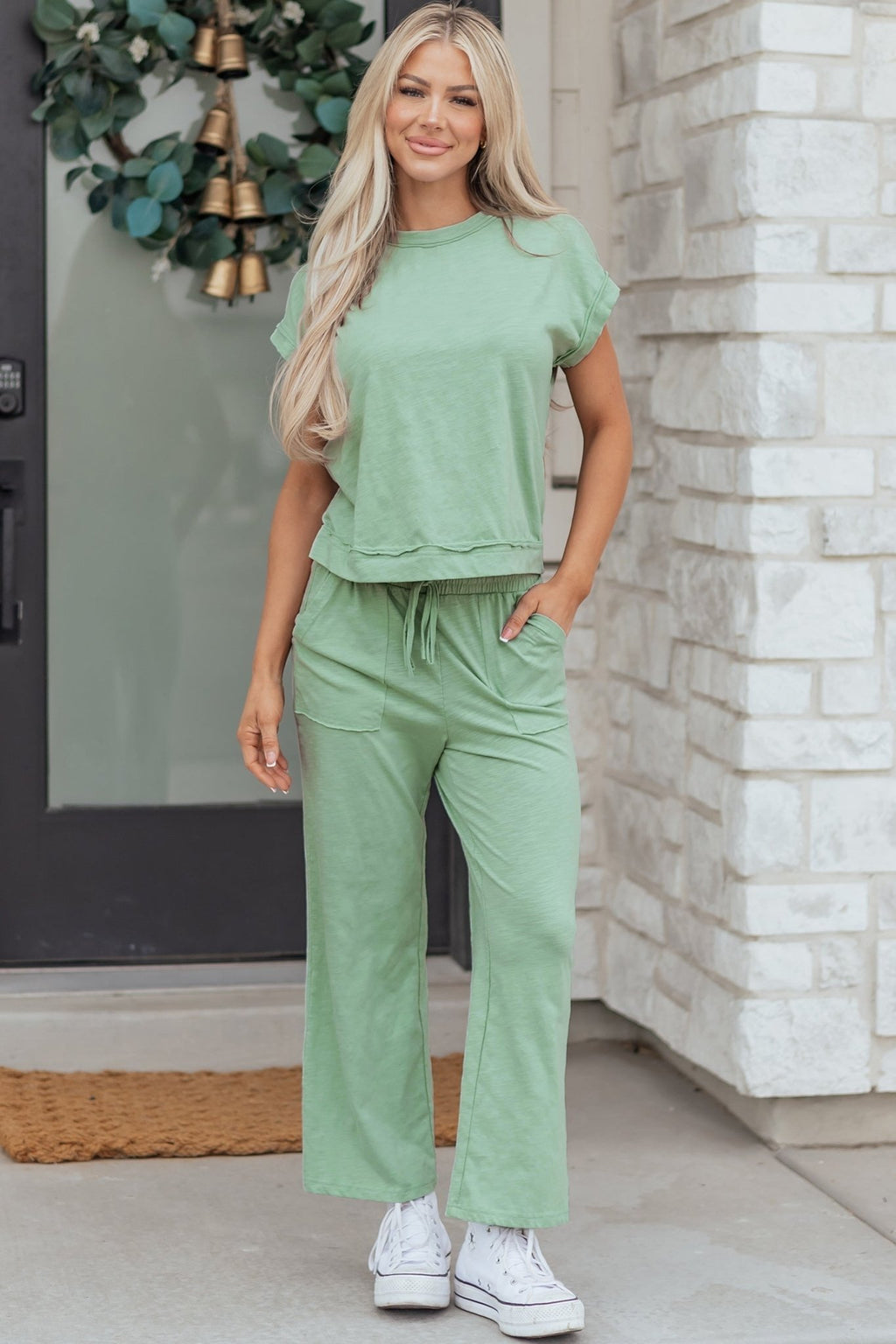 Solid Short Sleeve Tee and Drawstring Pants Set - Rooted & Reckless Co.