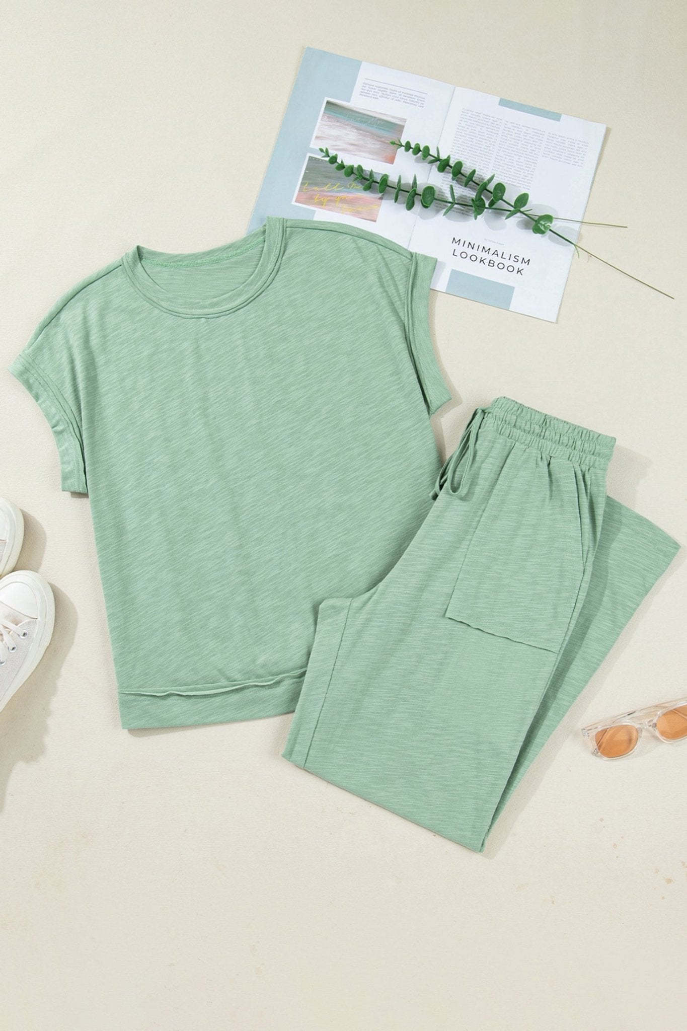 Solid Short Sleeve Tee and Drawstring Pants Set - Rooted & Reckless Co.