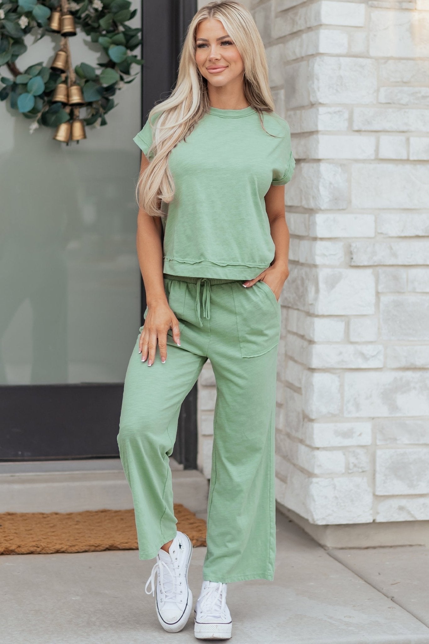 Solid Short Sleeve Tee and Drawstring Pants Set - Rooted & Reckless Co.