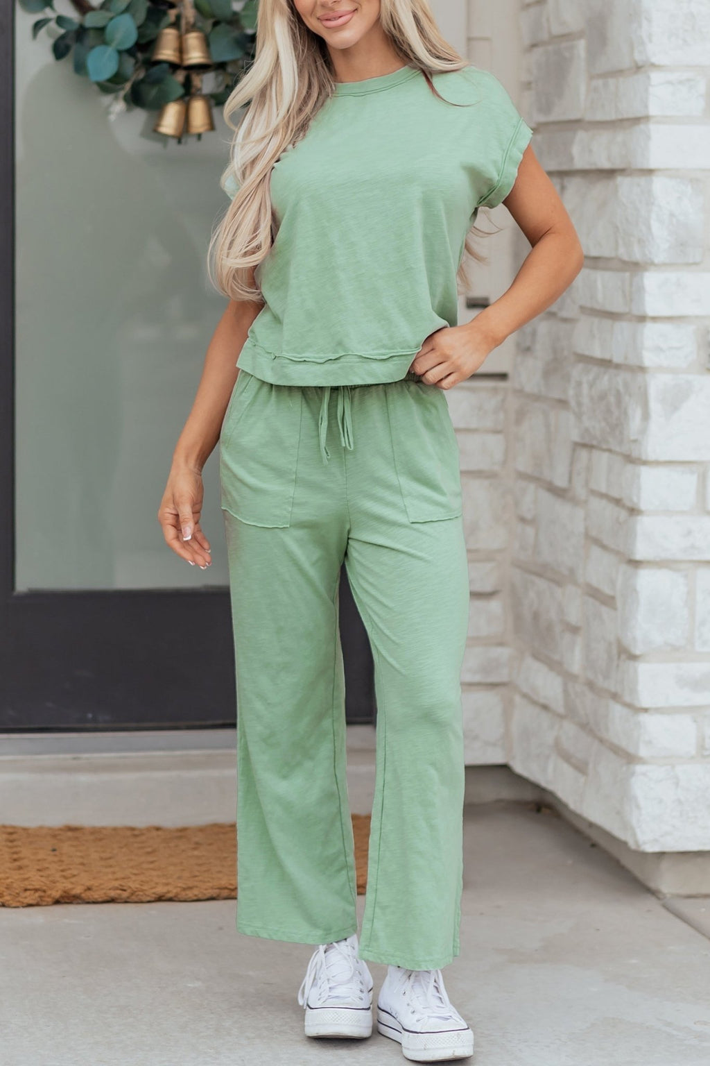 Solid Short Sleeve Tee and Drawstring Pants Set - Rooted & Reckless Co.