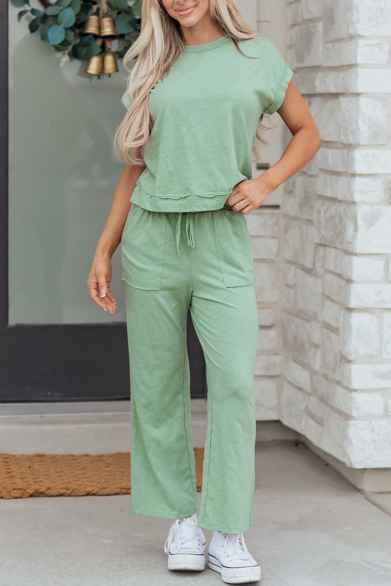 Solid Short Sleeve Tee and Drawstring Pants Set - Rooted & Reckless Co.