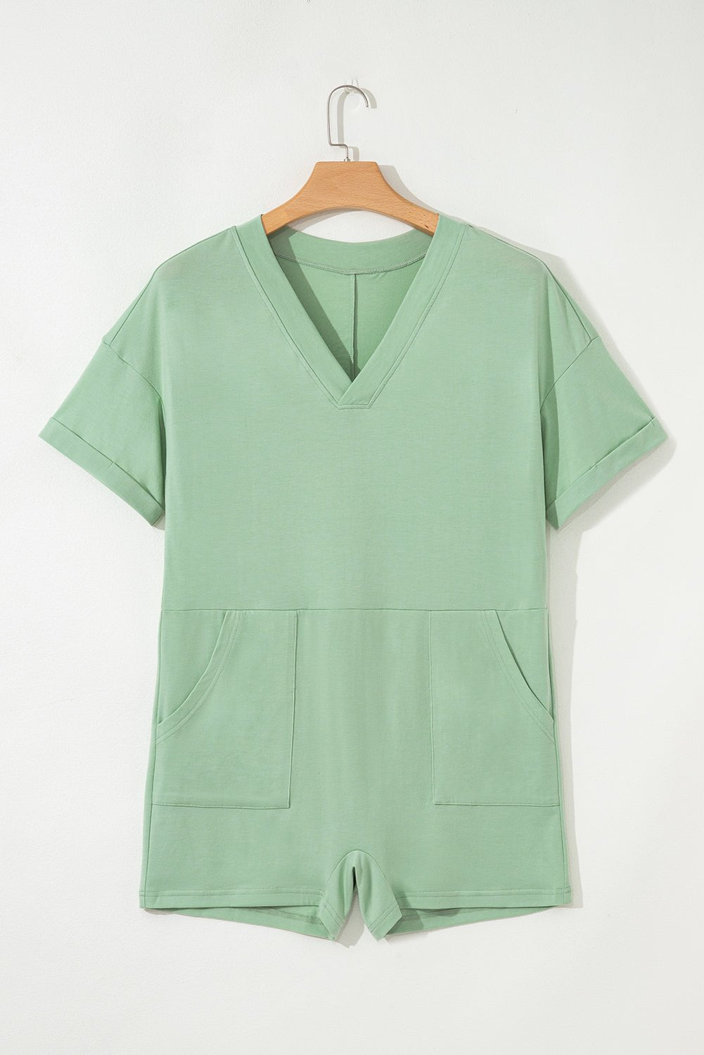 Solid Short Sleeve V-Neck Knit Romper - Rooted & Reckless Co.