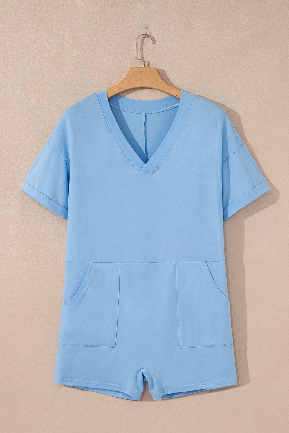 Solid Short Sleeve V-Neck Knit Romper - Rooted & Reckless Co.