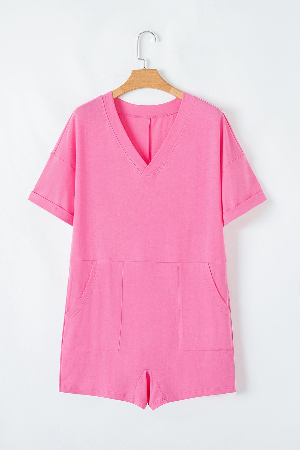 Solid Short Sleeve V-Neck Knit Romper - Rooted & Reckless Co.