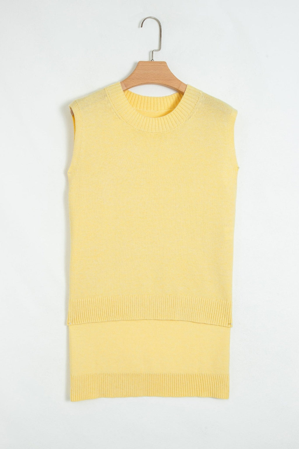 Solid Side Slit Sleeveless Sweater Top - Rooted & Reckless Co.