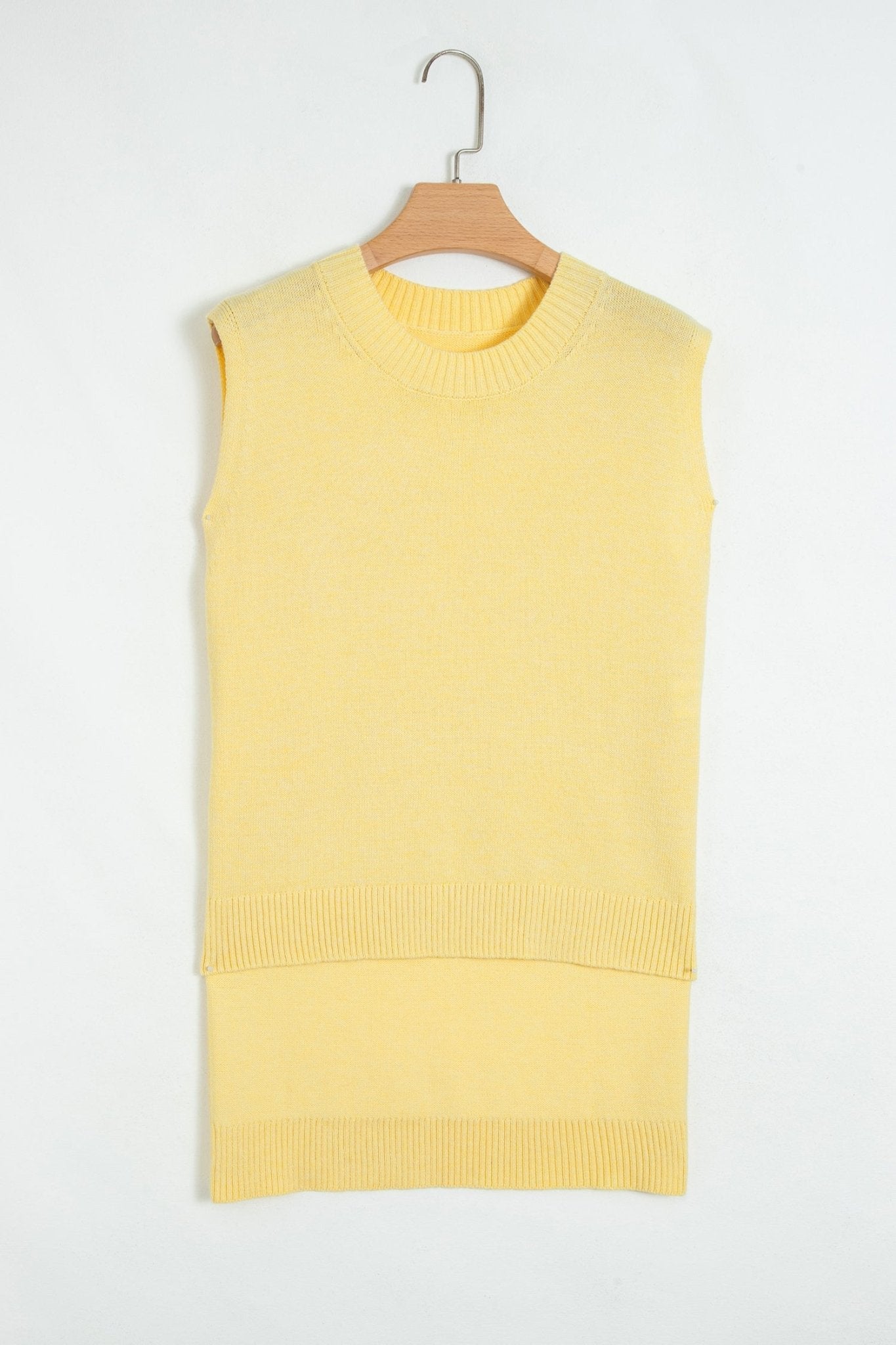 Solid Side Slit Sleeveless Sweater Top - Rooted & Reckless Co.