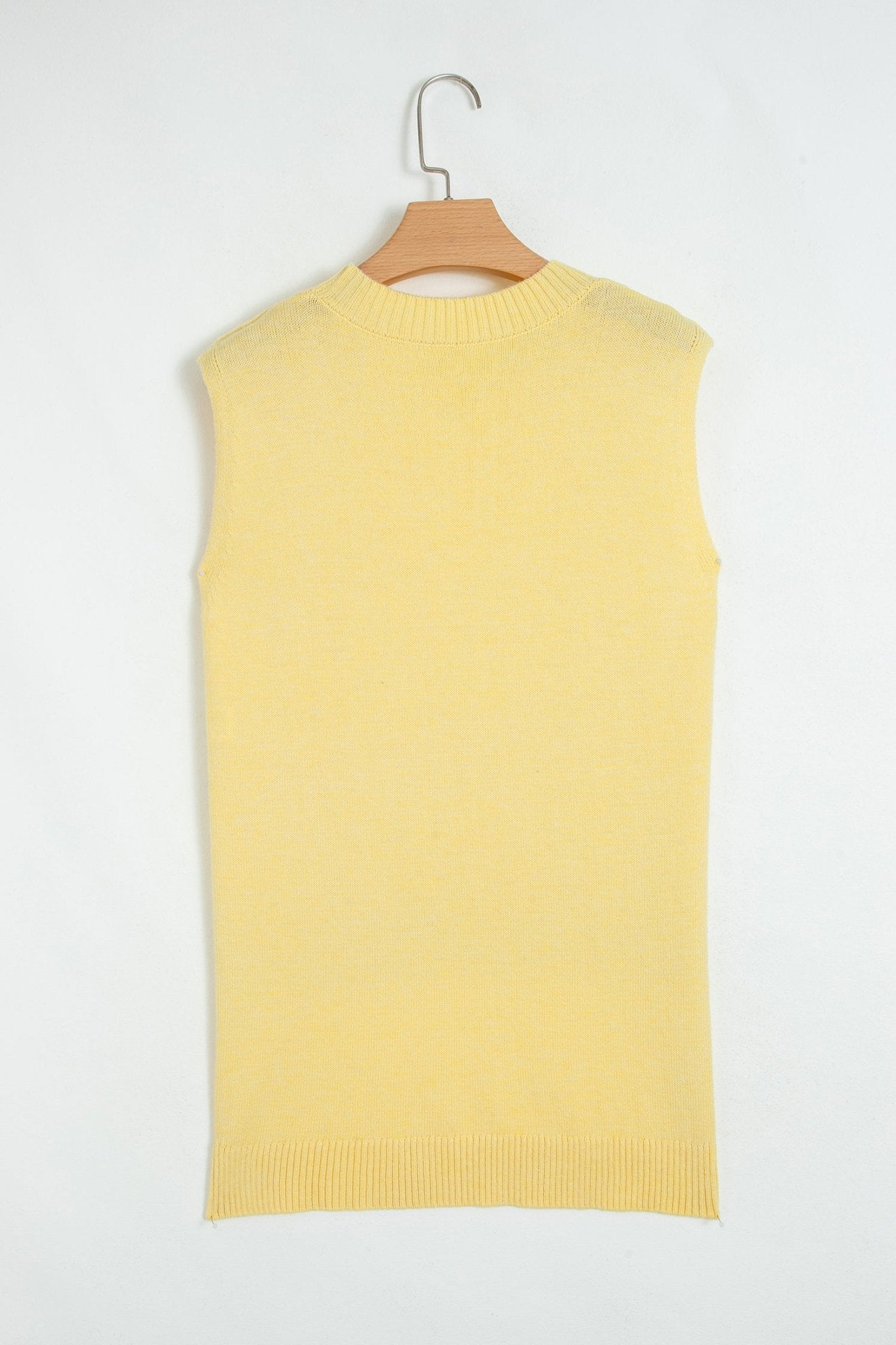 Solid Side Slit Sleeveless Sweater Top - Rooted & Reckless Co.
