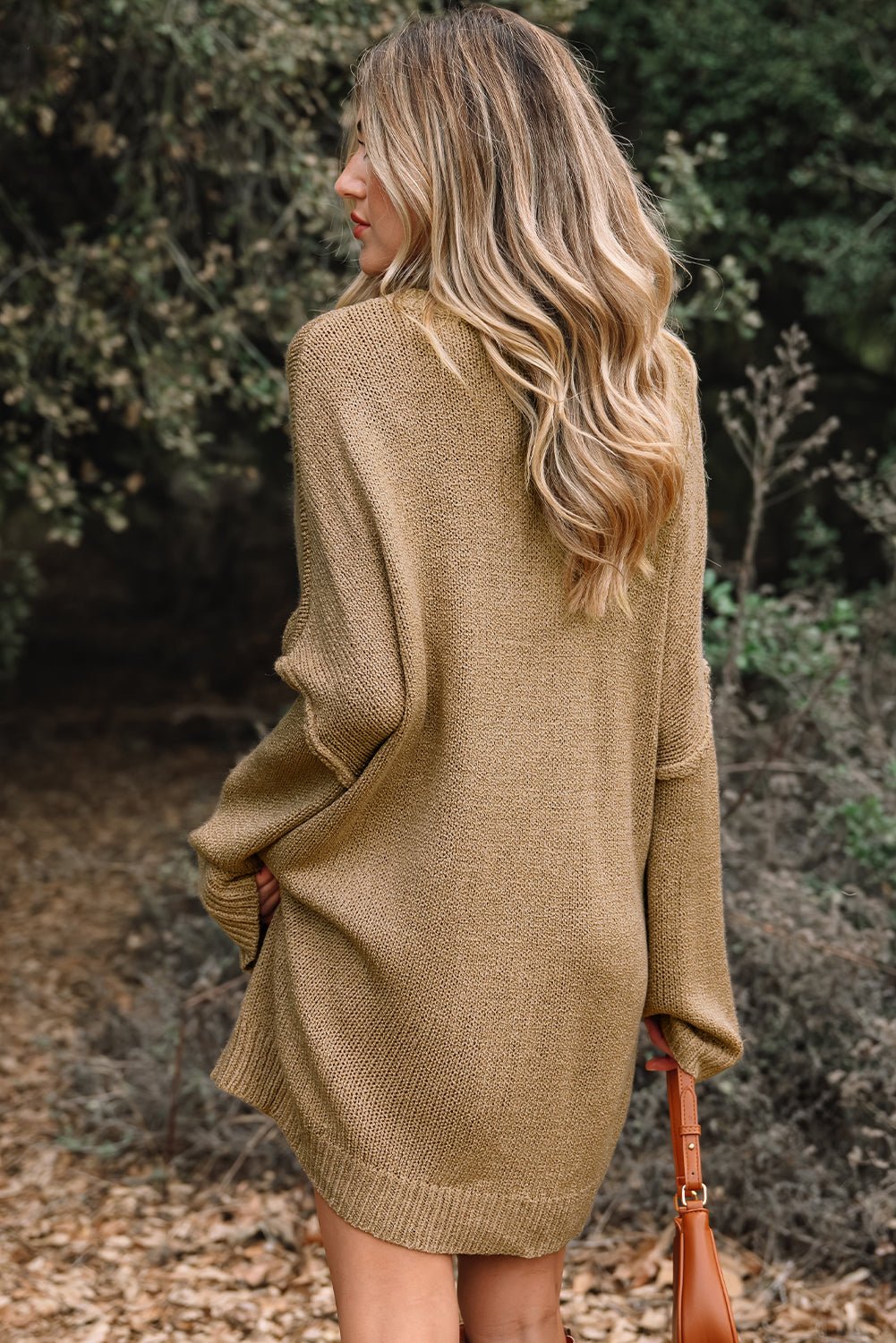 Solid Slouchy Drop Shoulder Sweater Dress - Rooted & Reckless Co.