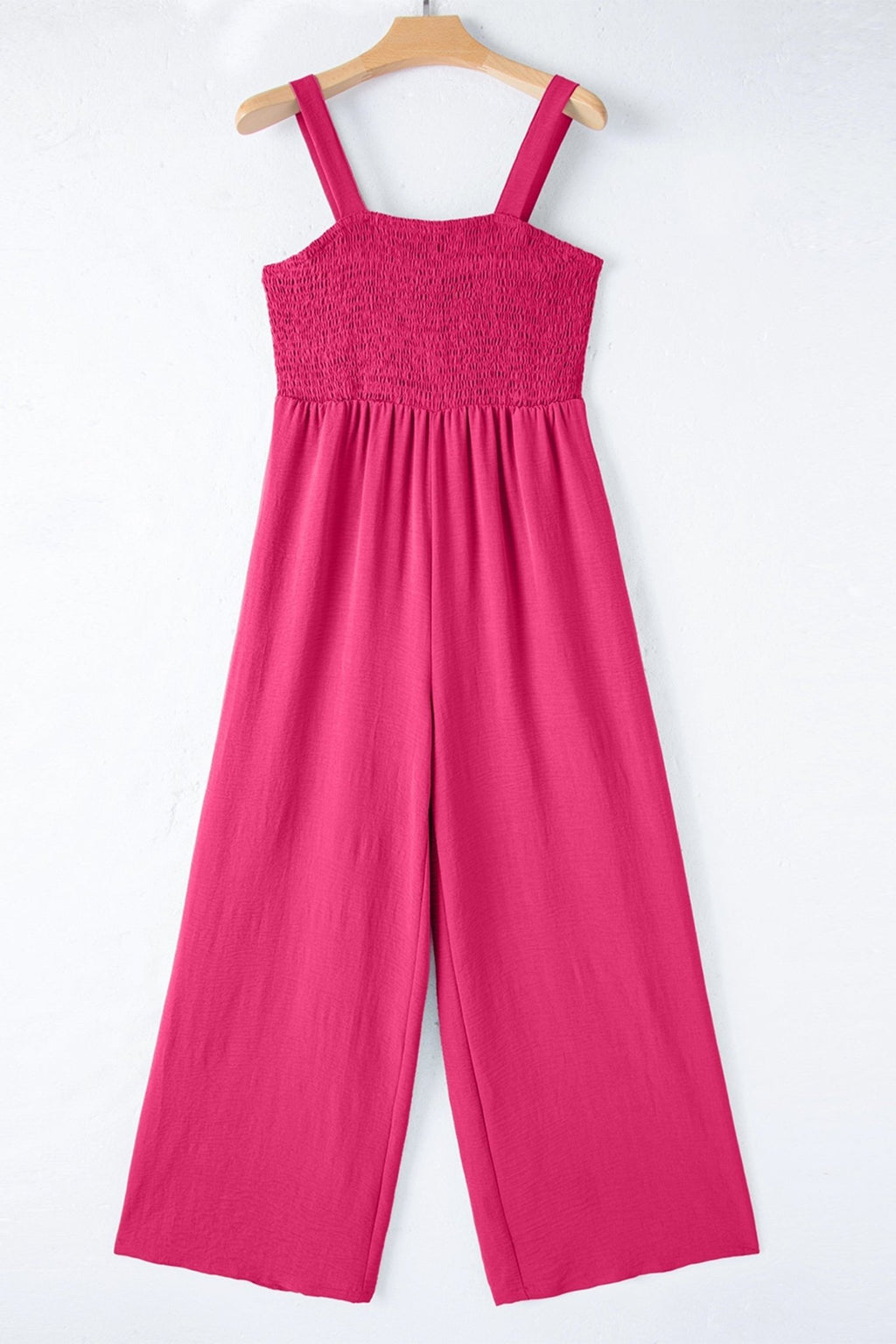 Solid Smocked Square Neck Sleeveless Jumpsuit - Rooted & Reckless Co.
