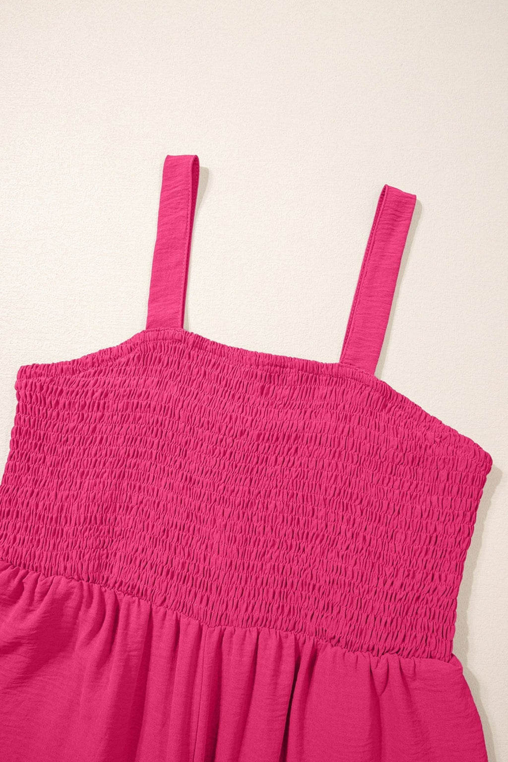 Solid Smocked Square Neck Sleeveless Jumpsuit - Rooted & Reckless Co.