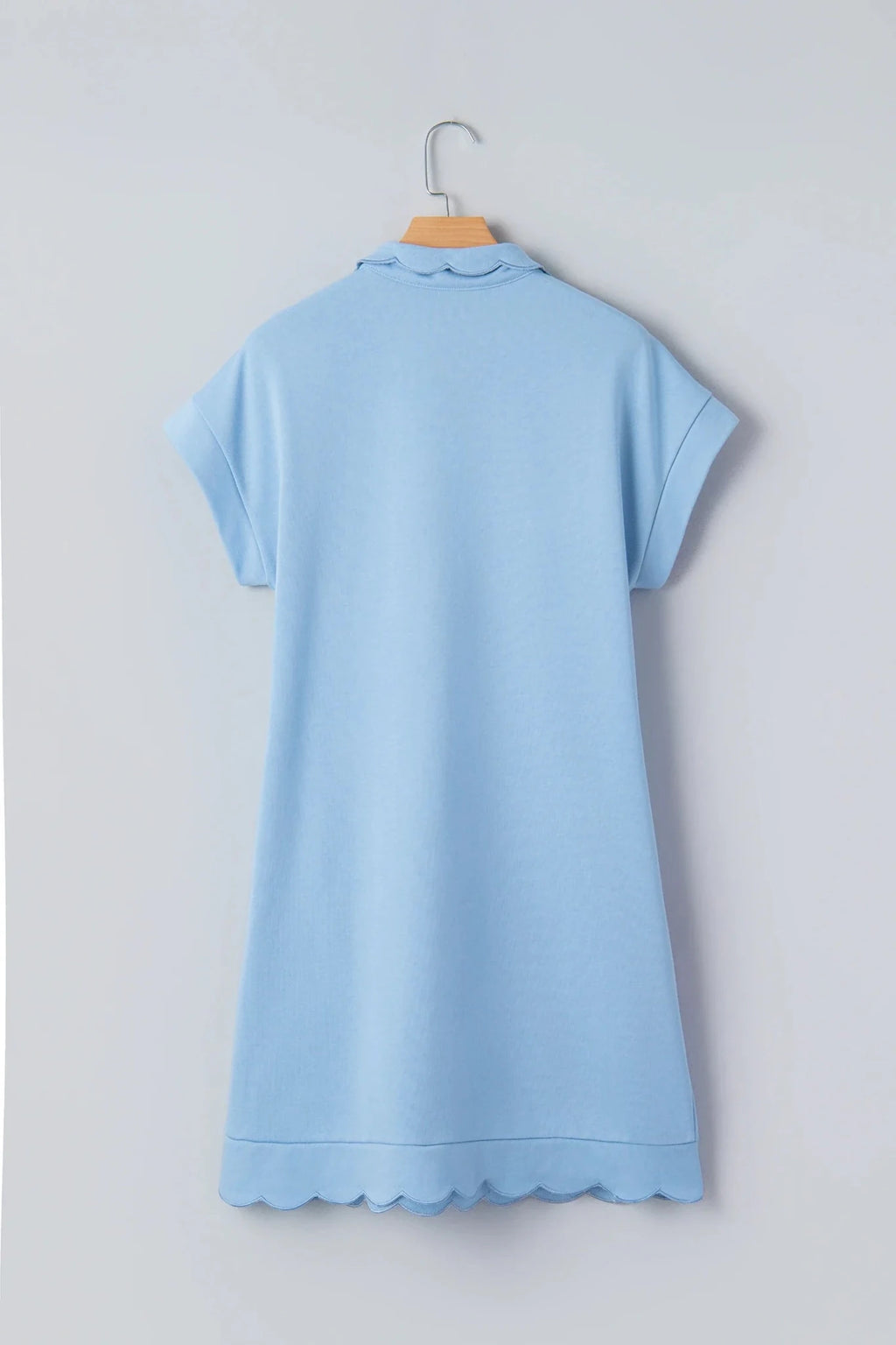 Solid Snap Button Scallop Hem Polo Mini Dress - Rooted & Reckless Co.