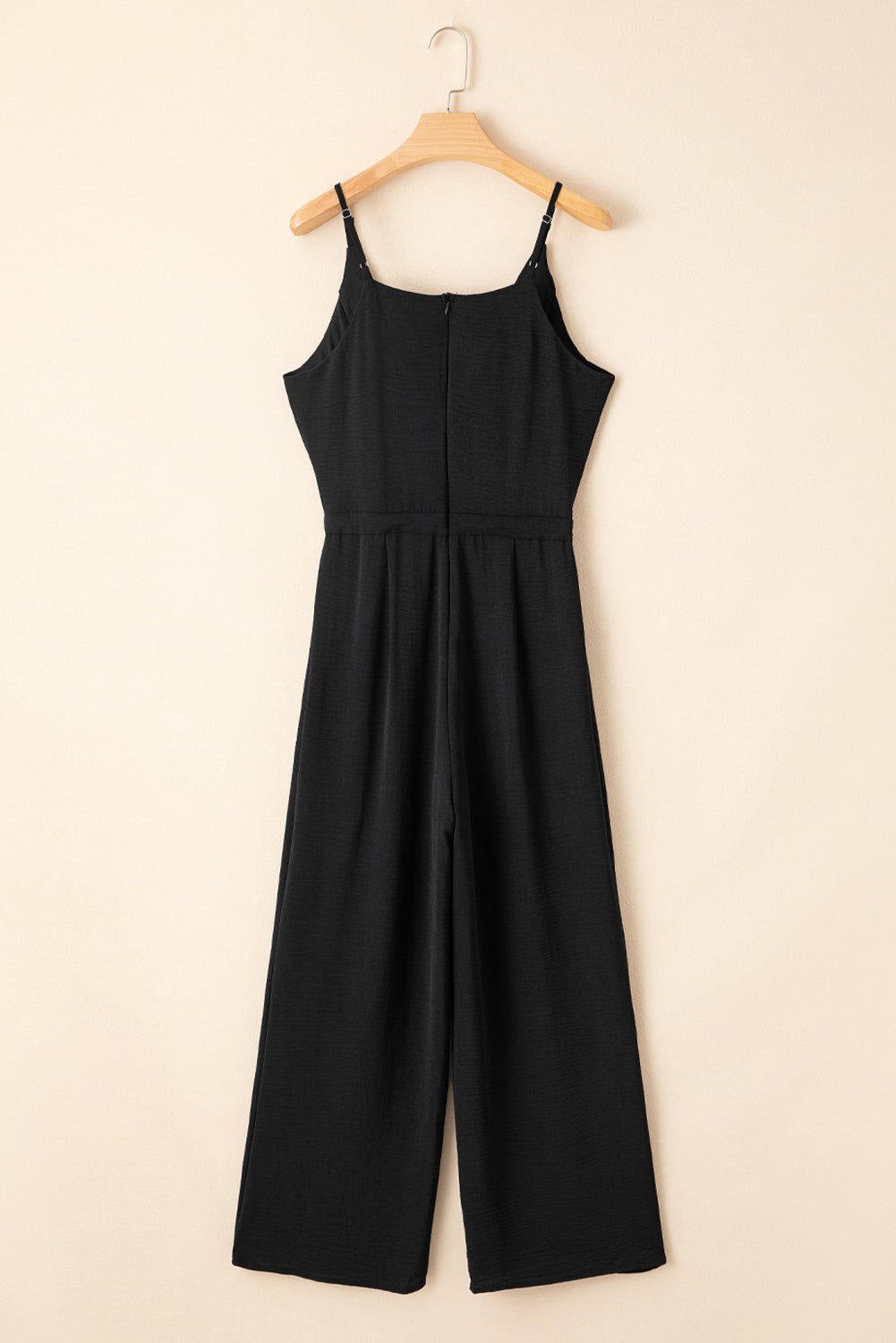 Solid Spaghetti Strap Wide Leg Drawstring Jumpsuit - Rooted & Reckless Co.